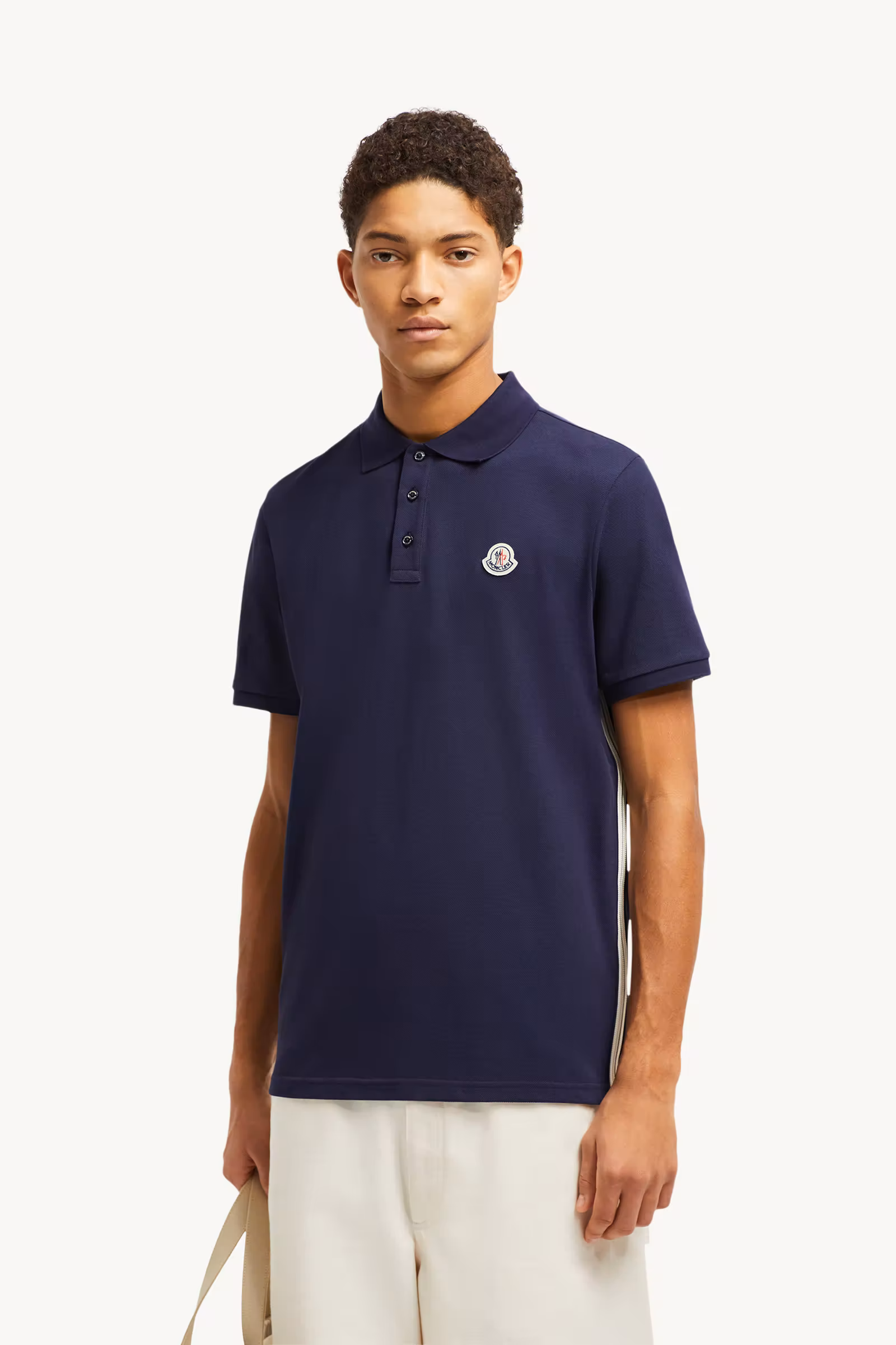 Striped Accent Cotton Piquet Polo Shirt