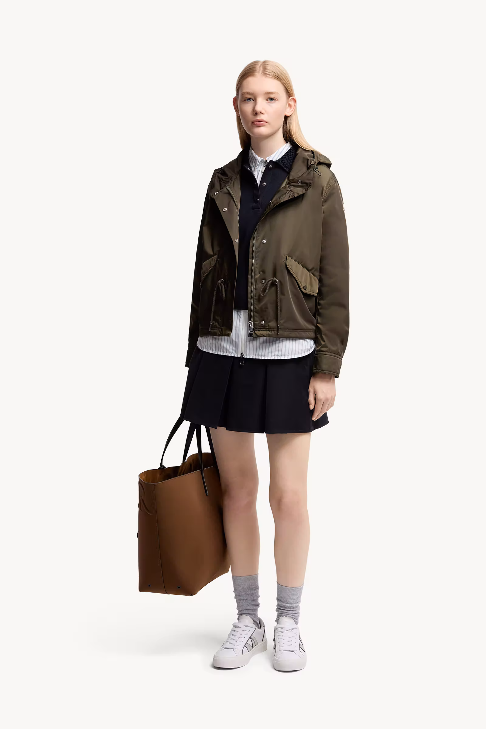 Cotton Gabardine Pleated Mini Skirt