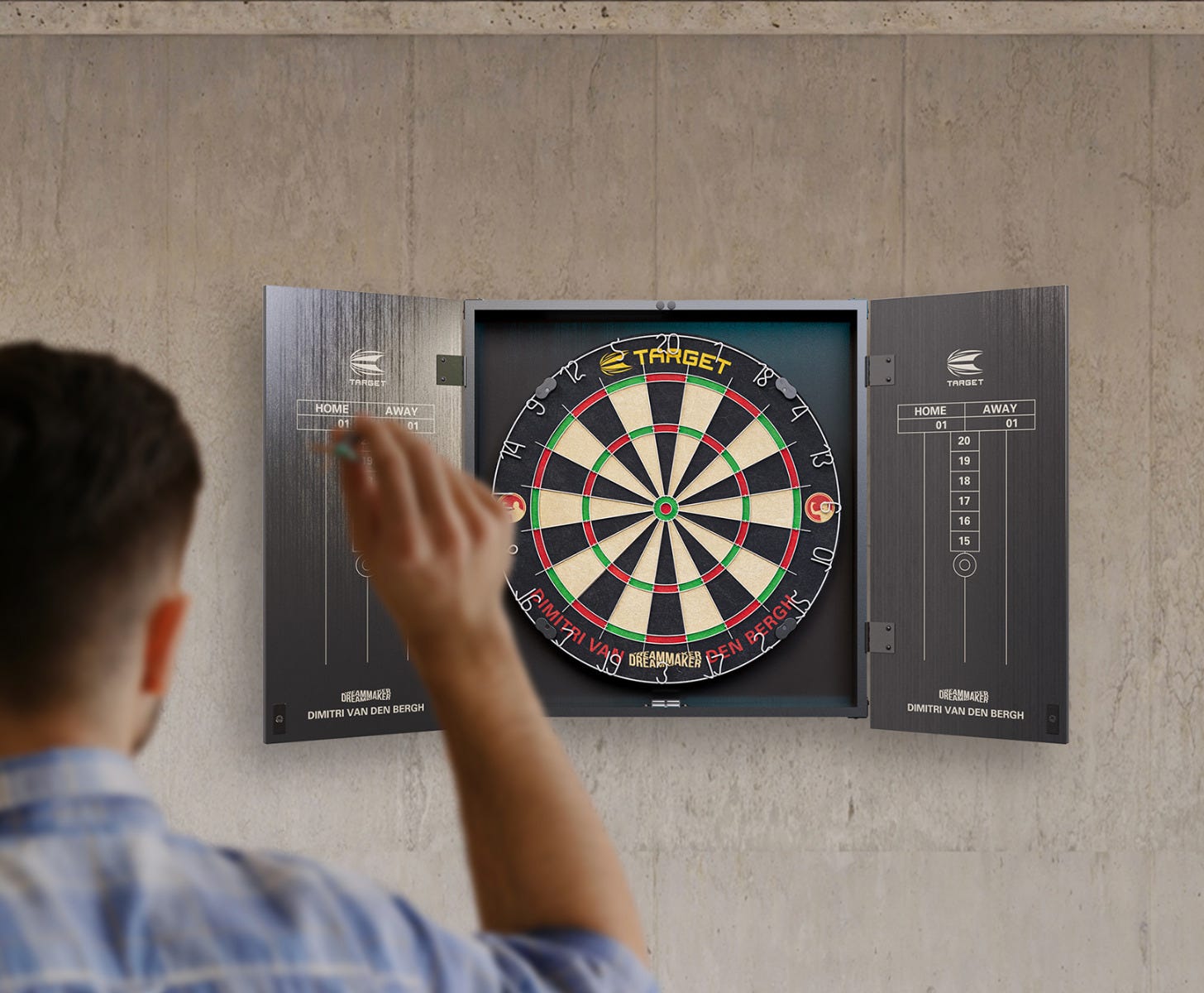 Dimitri Van den Bergh Cabinet and Dartboard Set