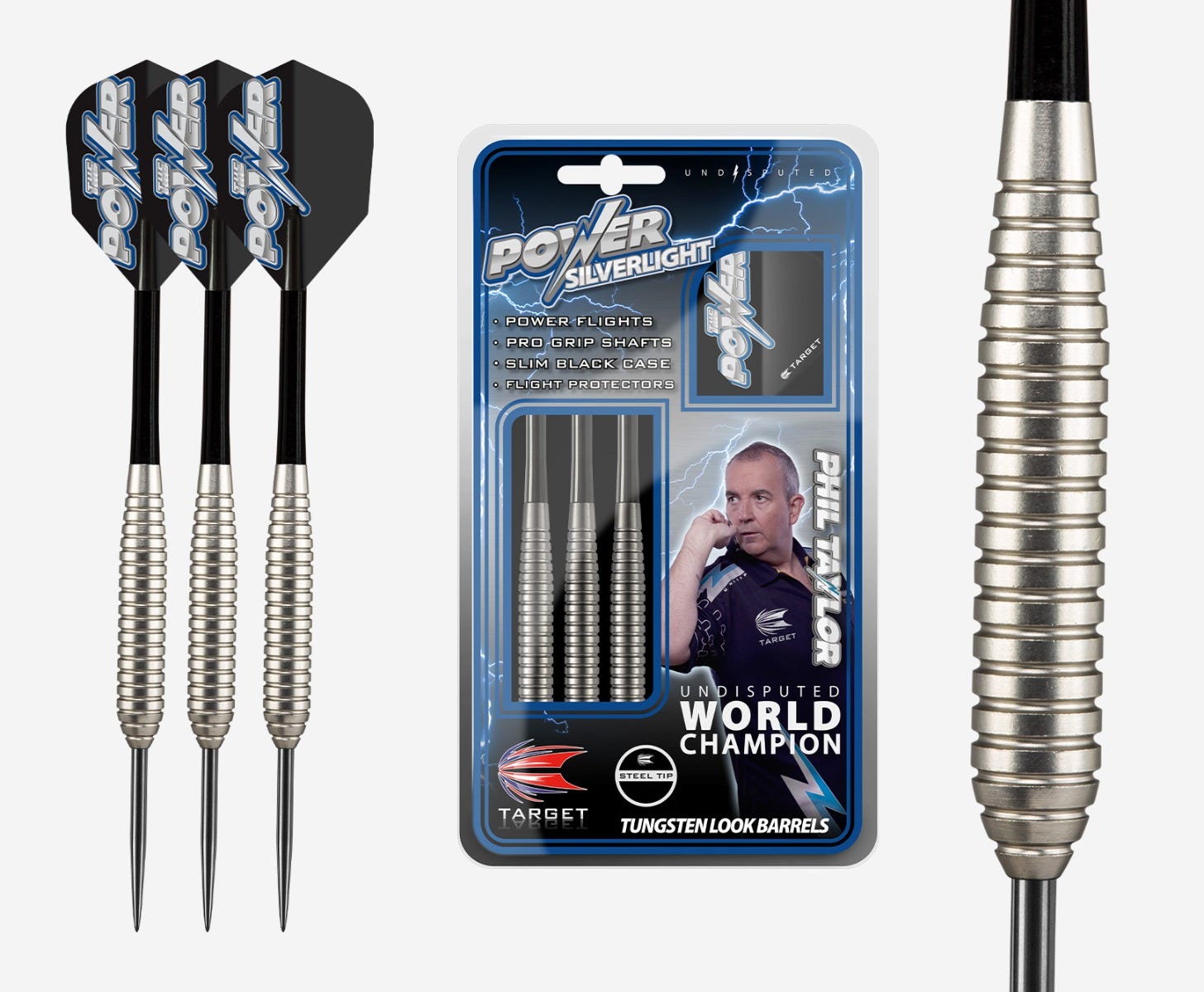 Phil Taylor Power Silverlight GR 24g Steel Tip Brass Darts