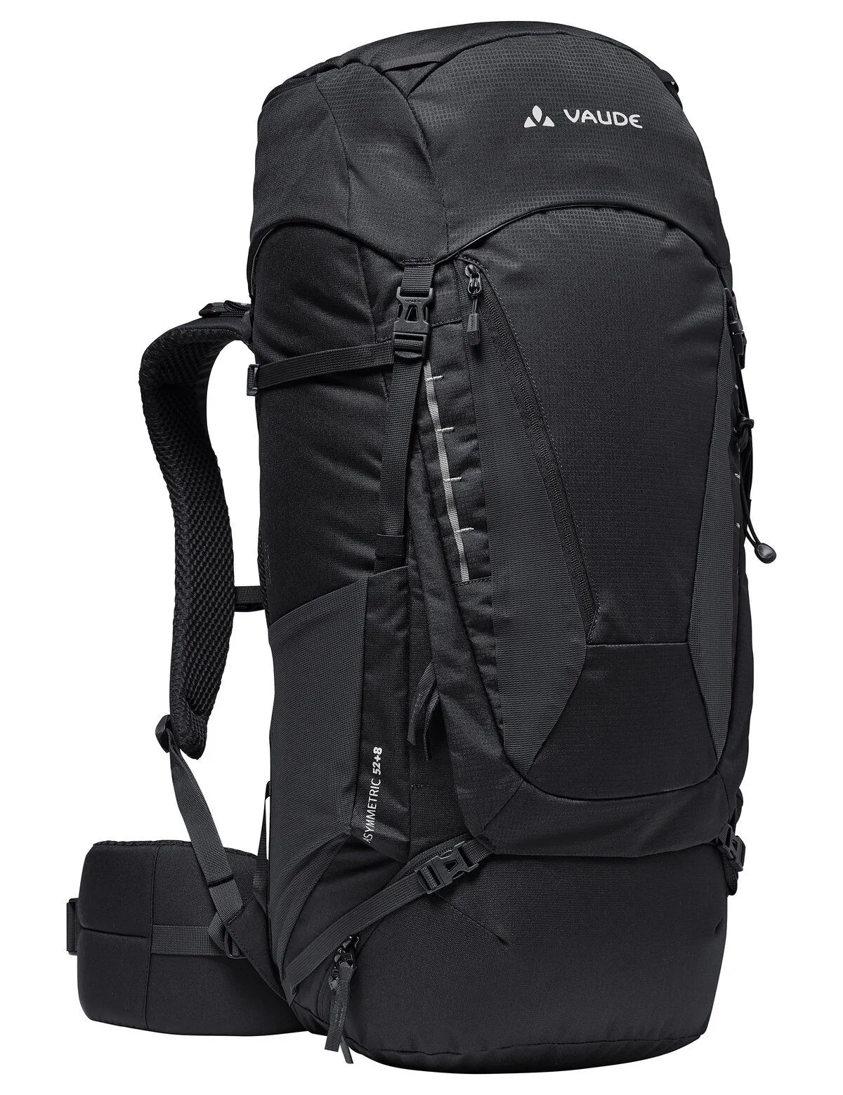 Asymmetric 52+8 liters trekking backpack