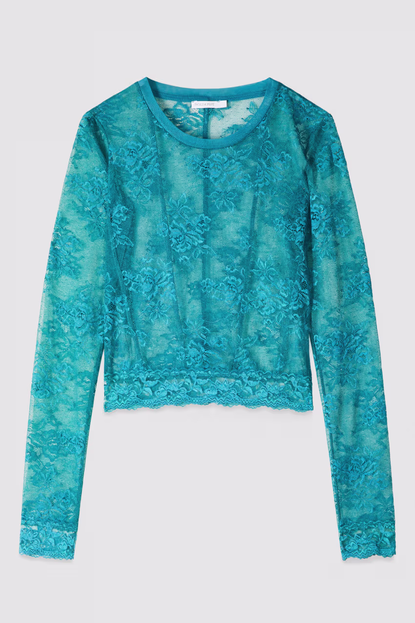 Top a maniche lunghe in pizzo stretch