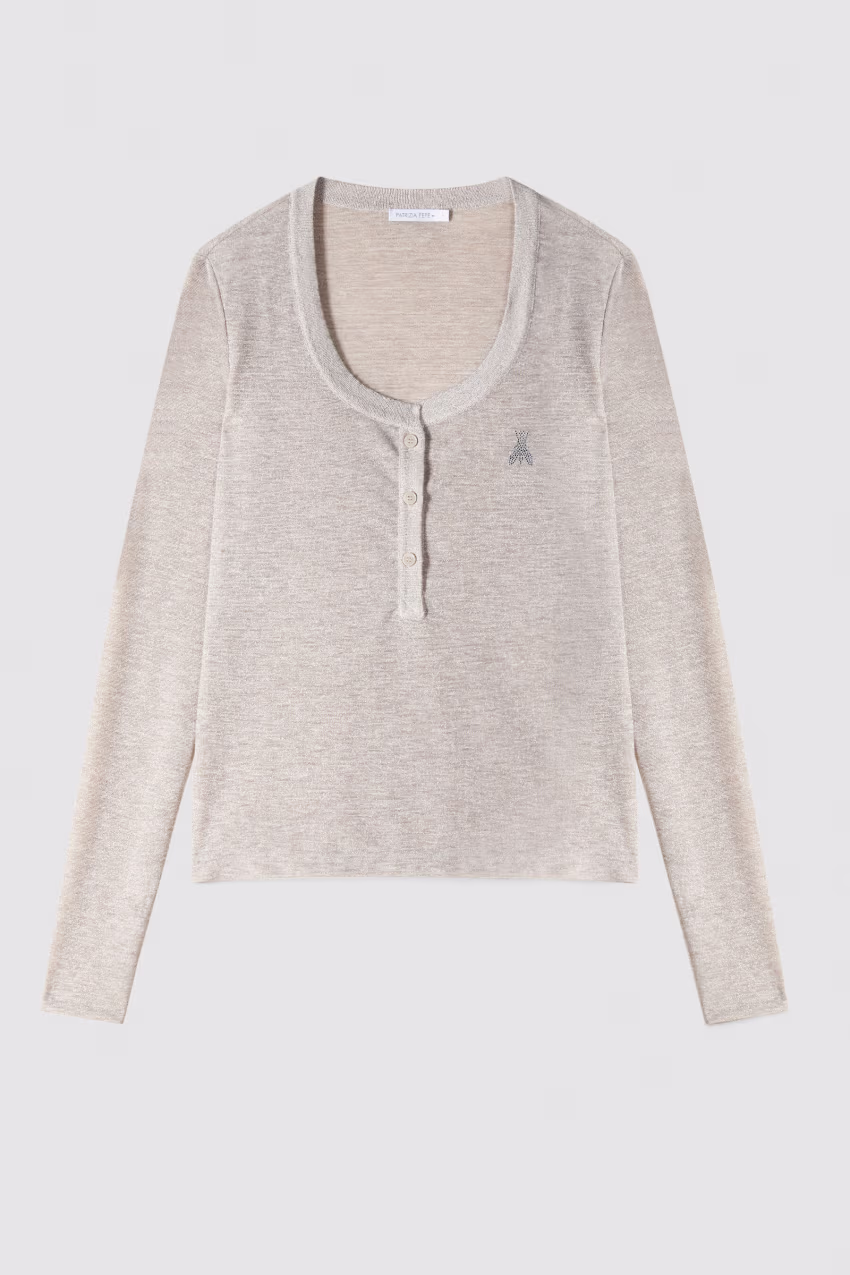 Maglia fine a maniche lunghe con bottoni