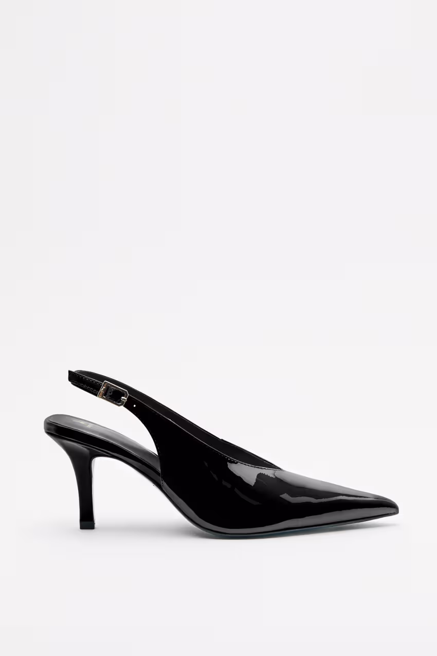 Slingback in pelle con tacco