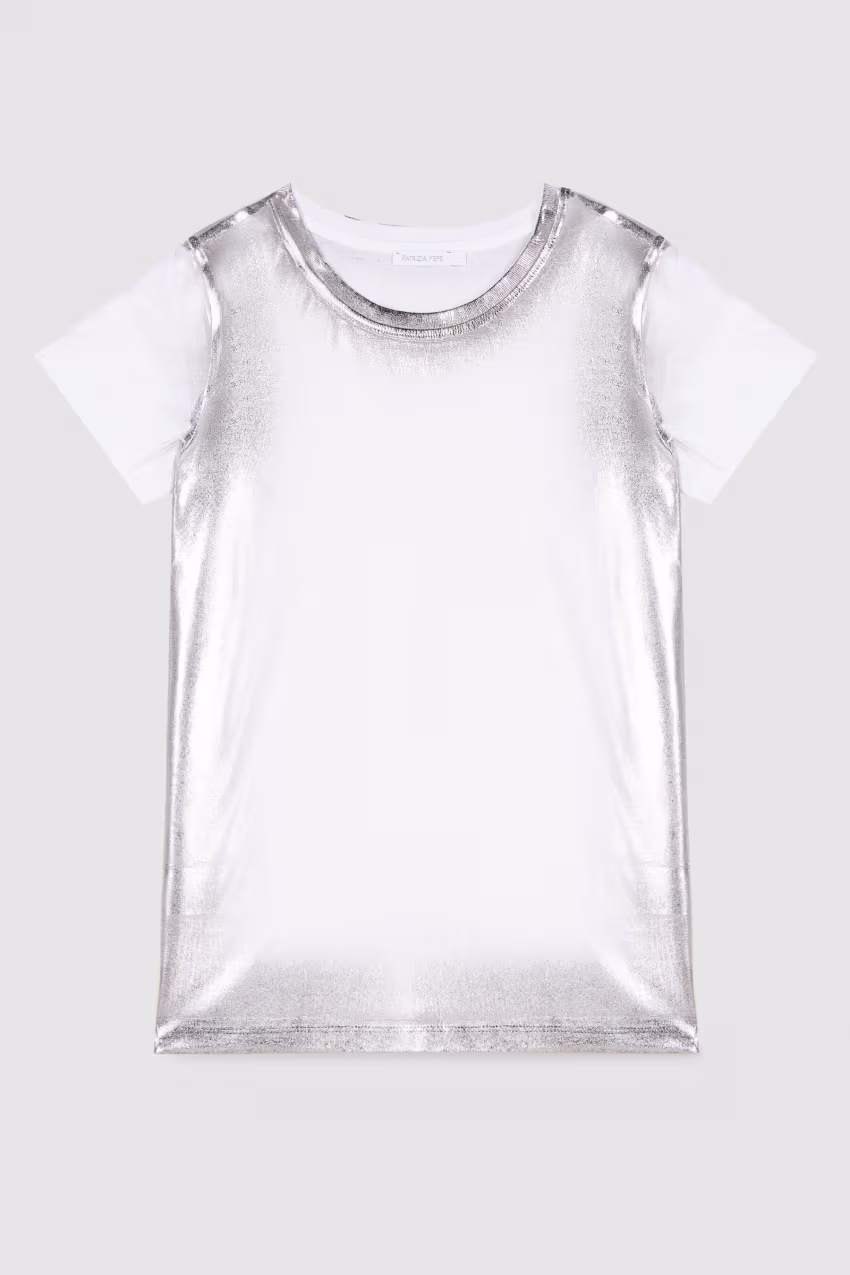 T-shirt effetto metallizzato in jersey