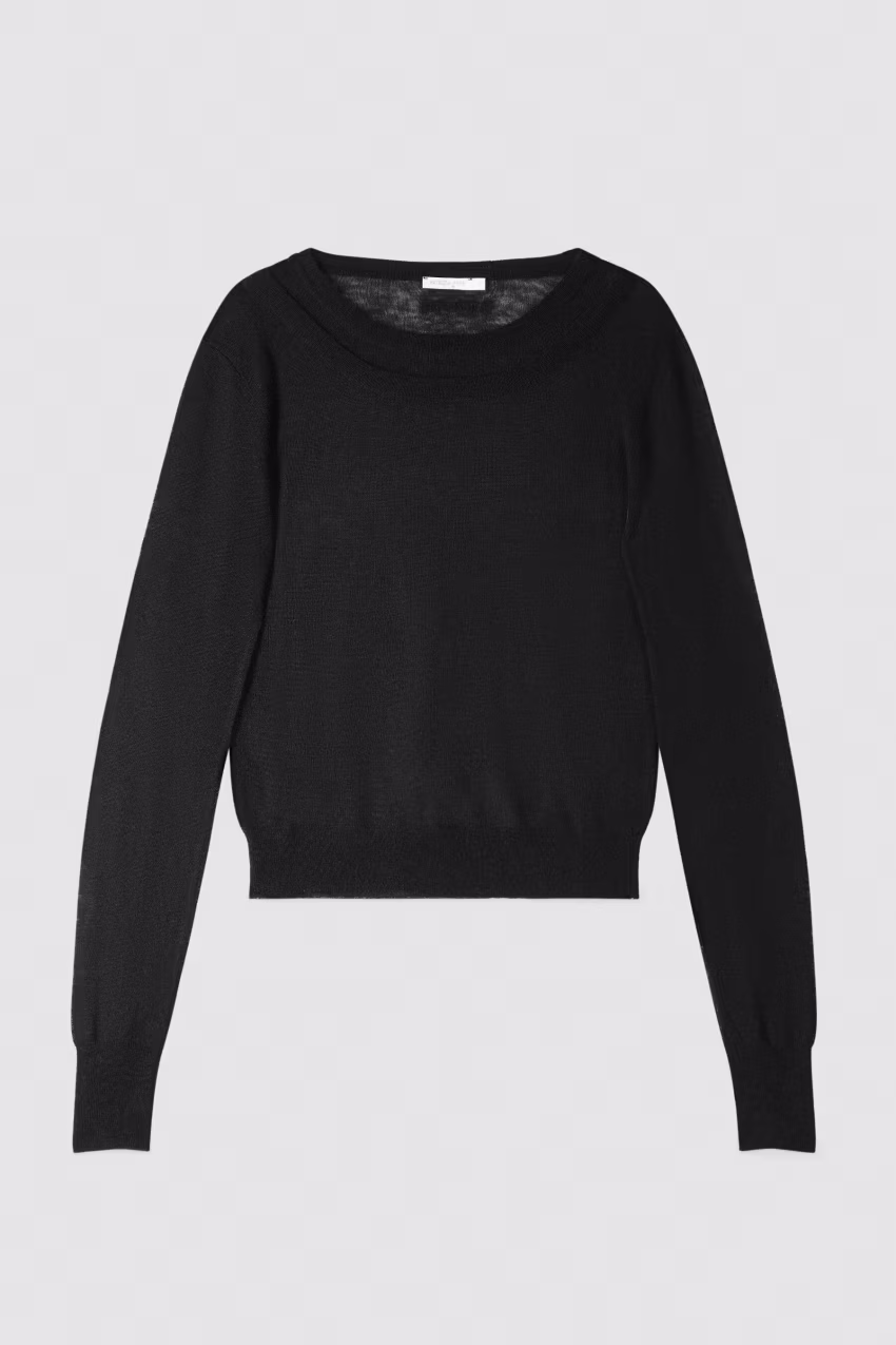 Maglia ultra fine in lana con scollo a barca