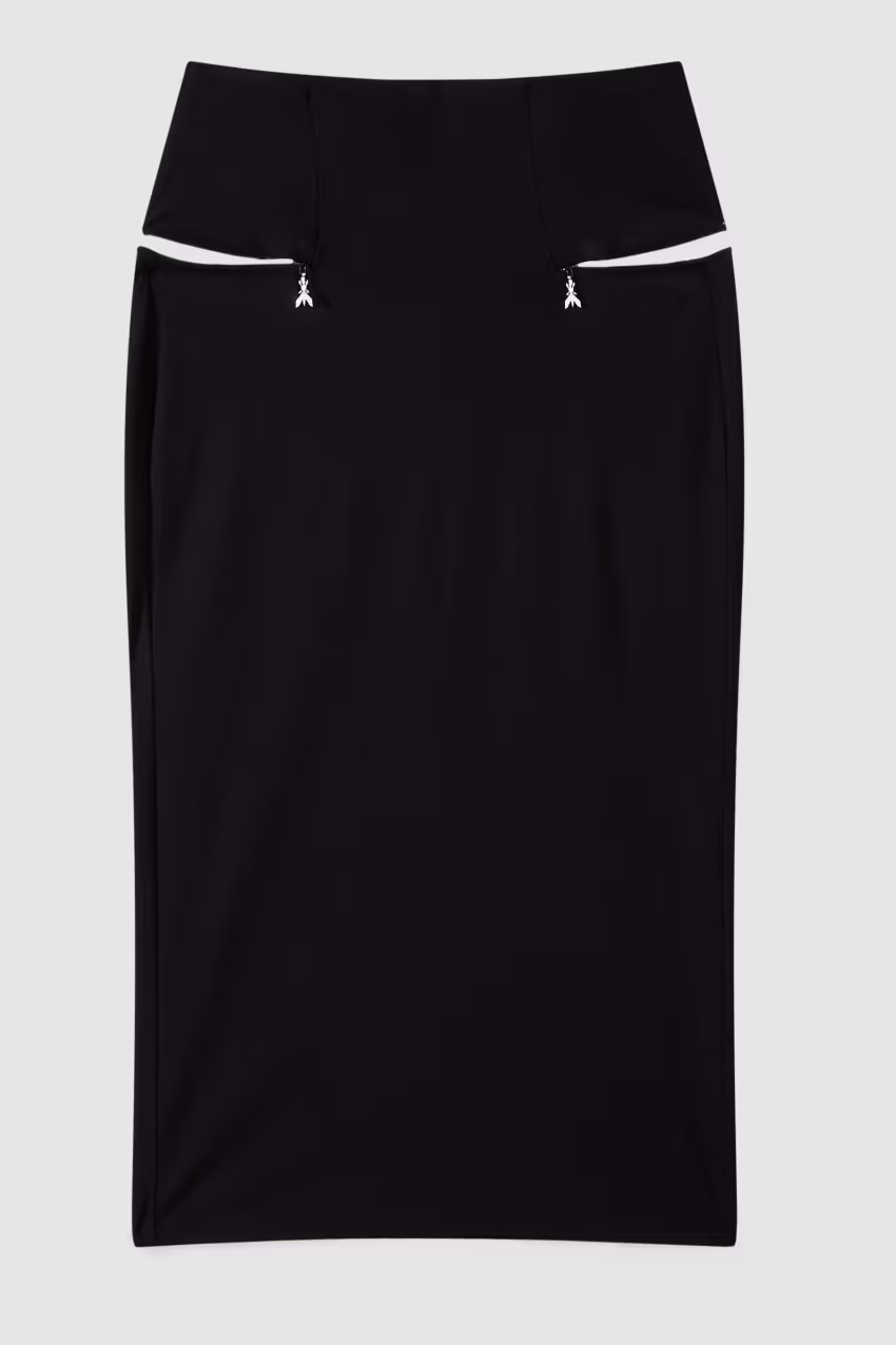 Gonna longuette “ESSENTIAL” in jersey stretch con aperture laterali