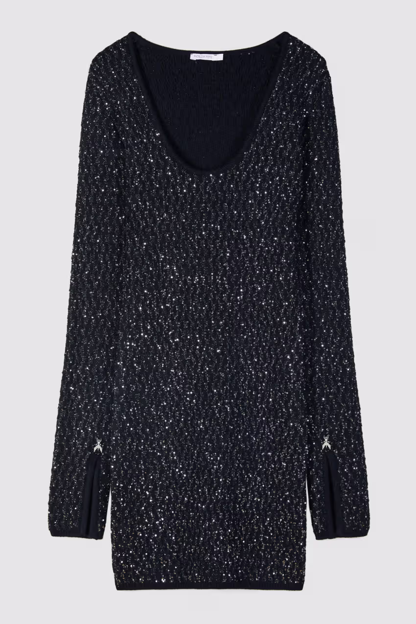 Abito mini in maglia con paillettes