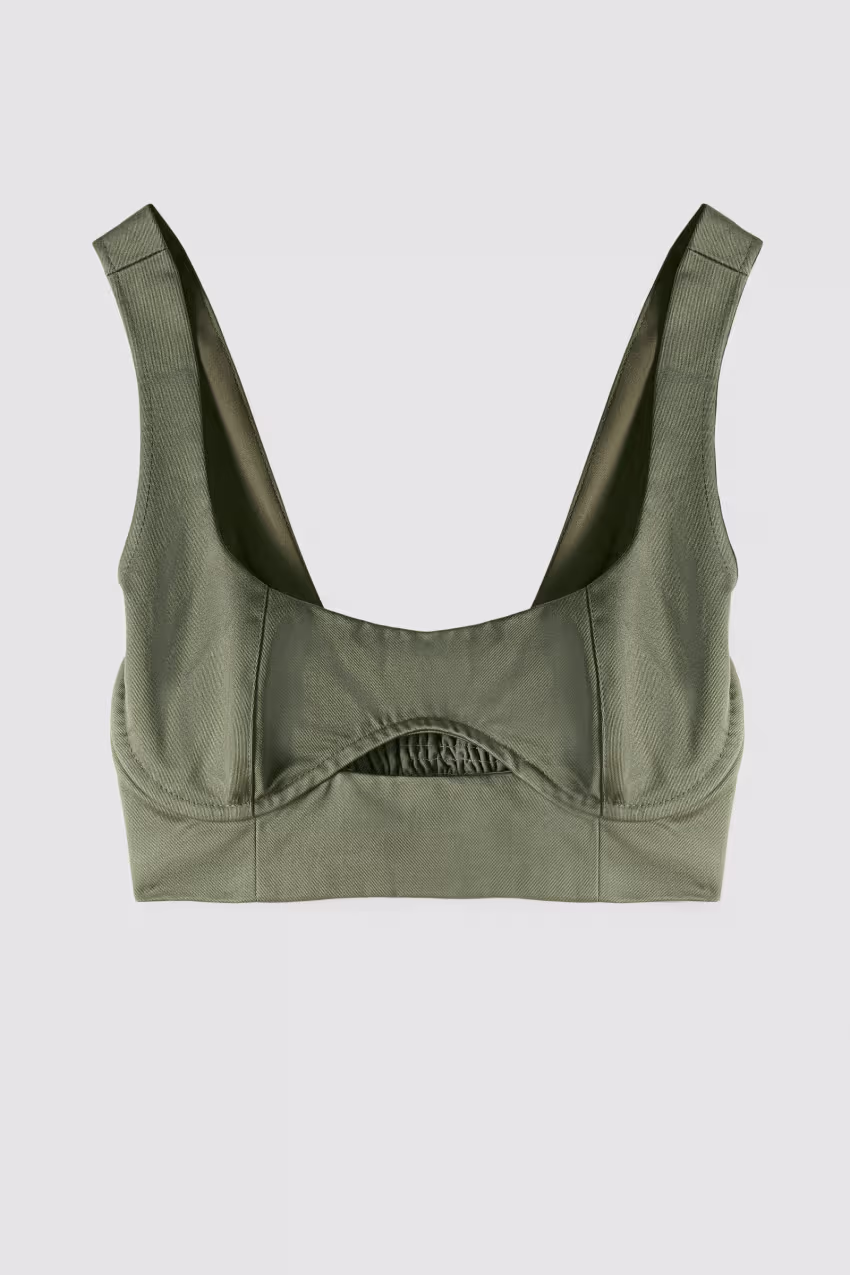 Crop top bustier in cotone con cut-out