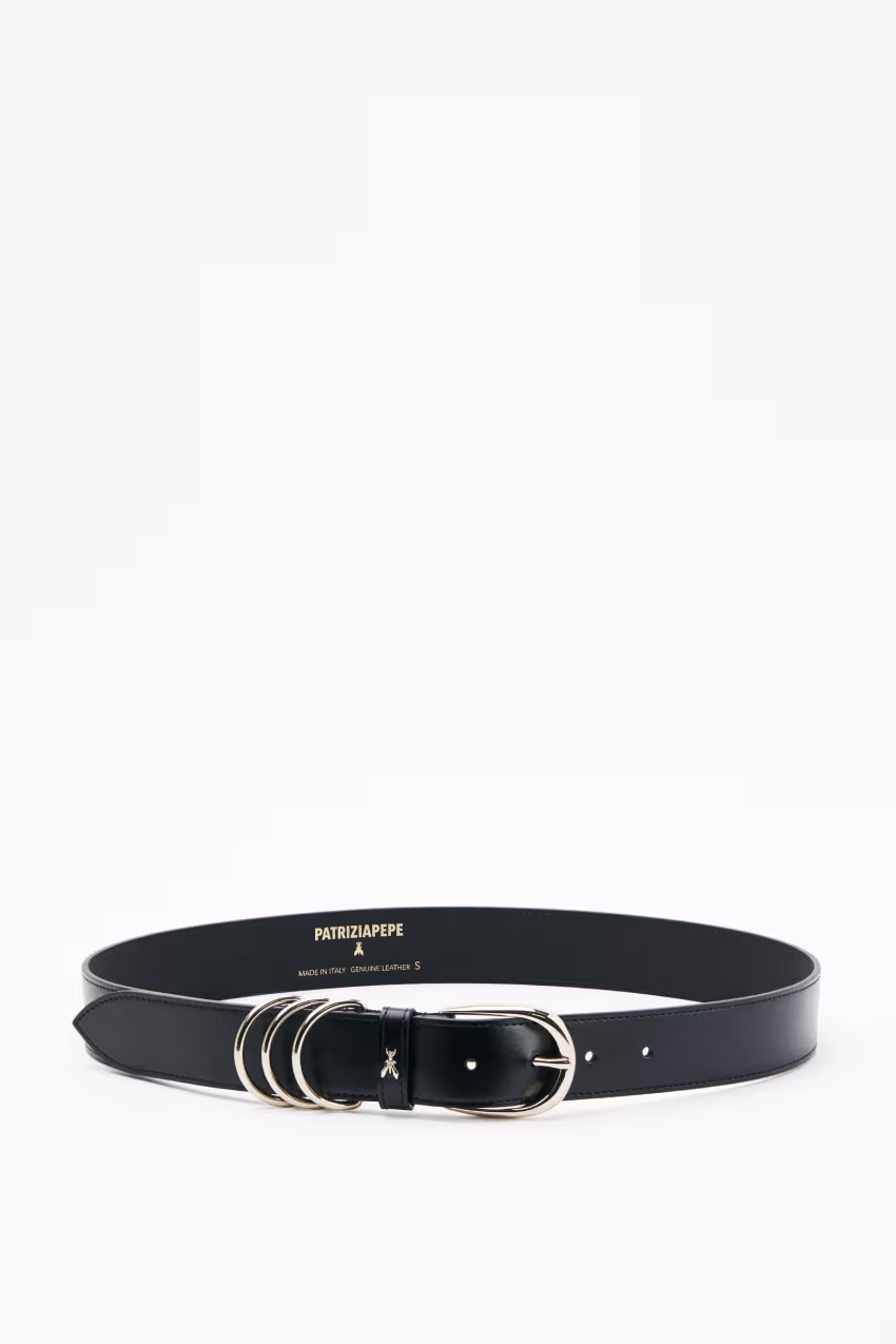 Cintura in pelle con fibbie circolari