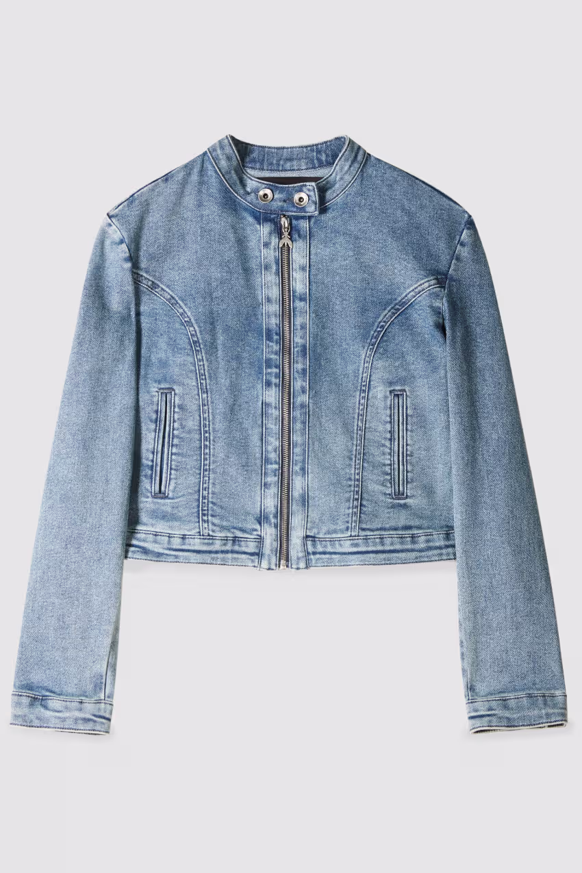 Giacca biker aderente di jeans