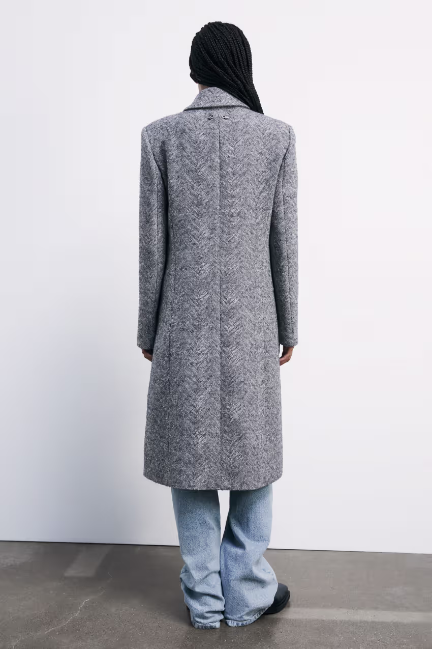 Cappotto midi Herringbone