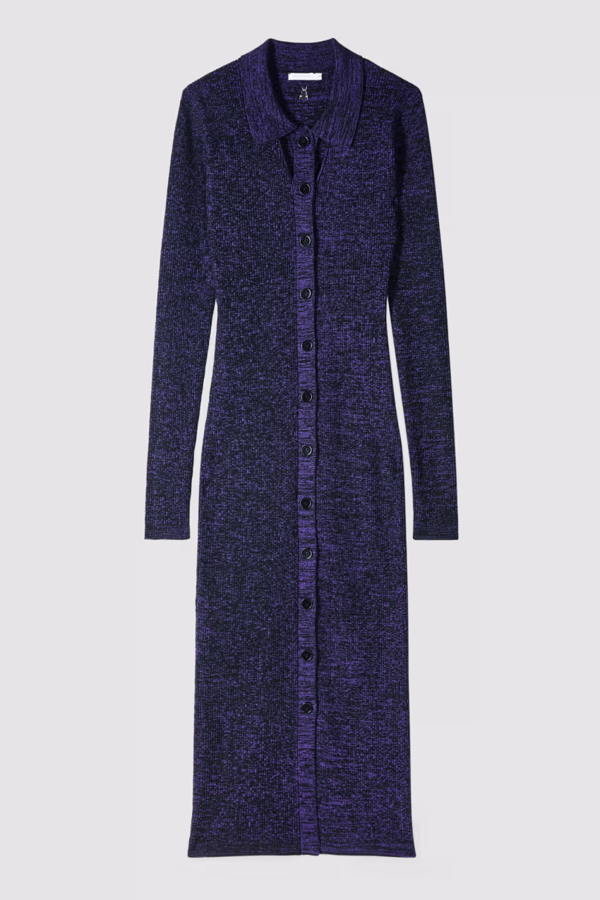 Abito midi in maglia con colletto