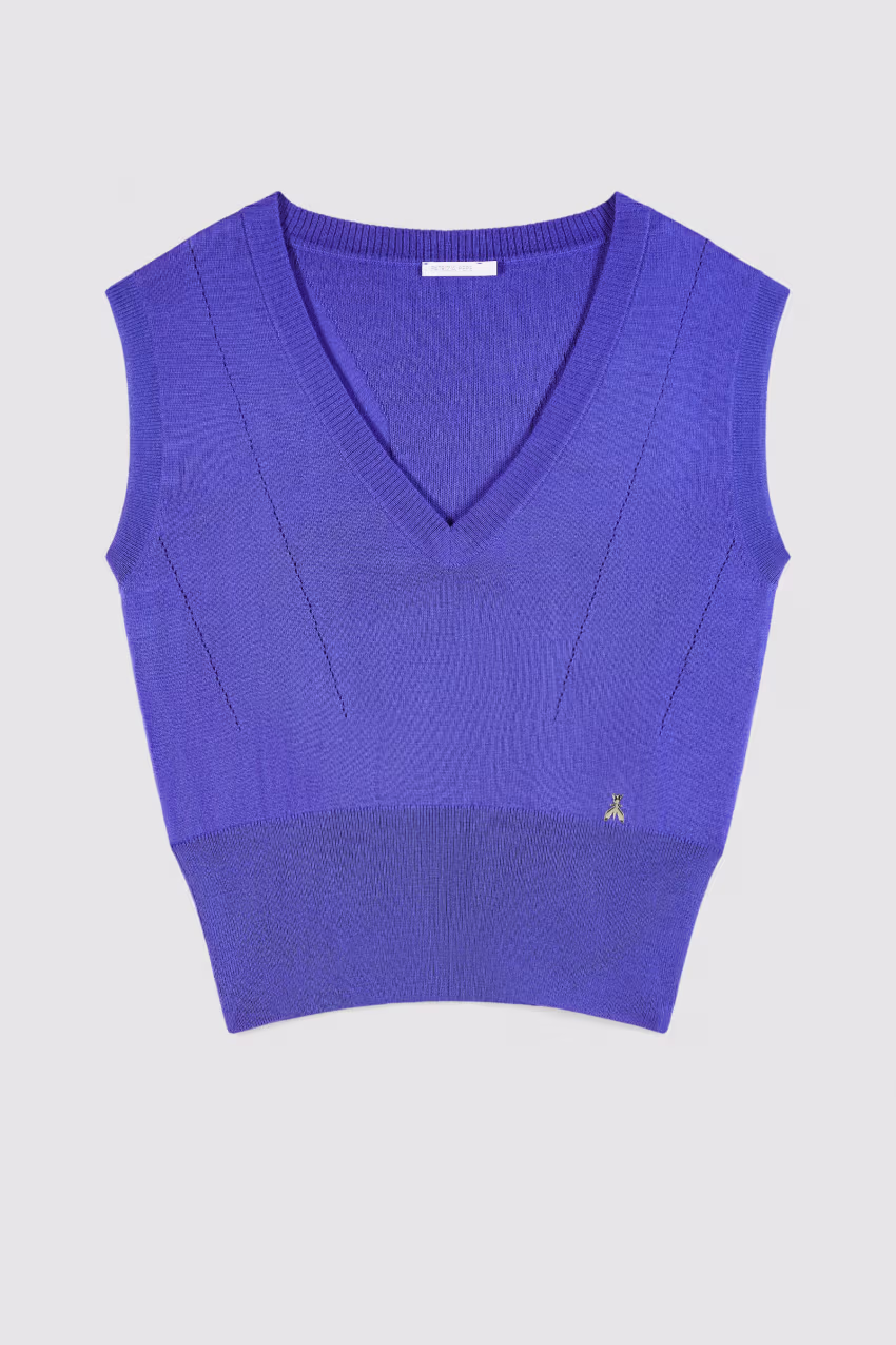 Gilet “ESSENTIAL” con scollo a V in pura lana