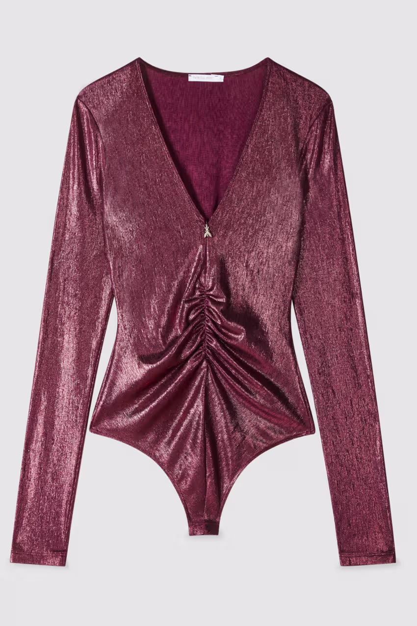 Body a maniche lunghe in jersey laminato