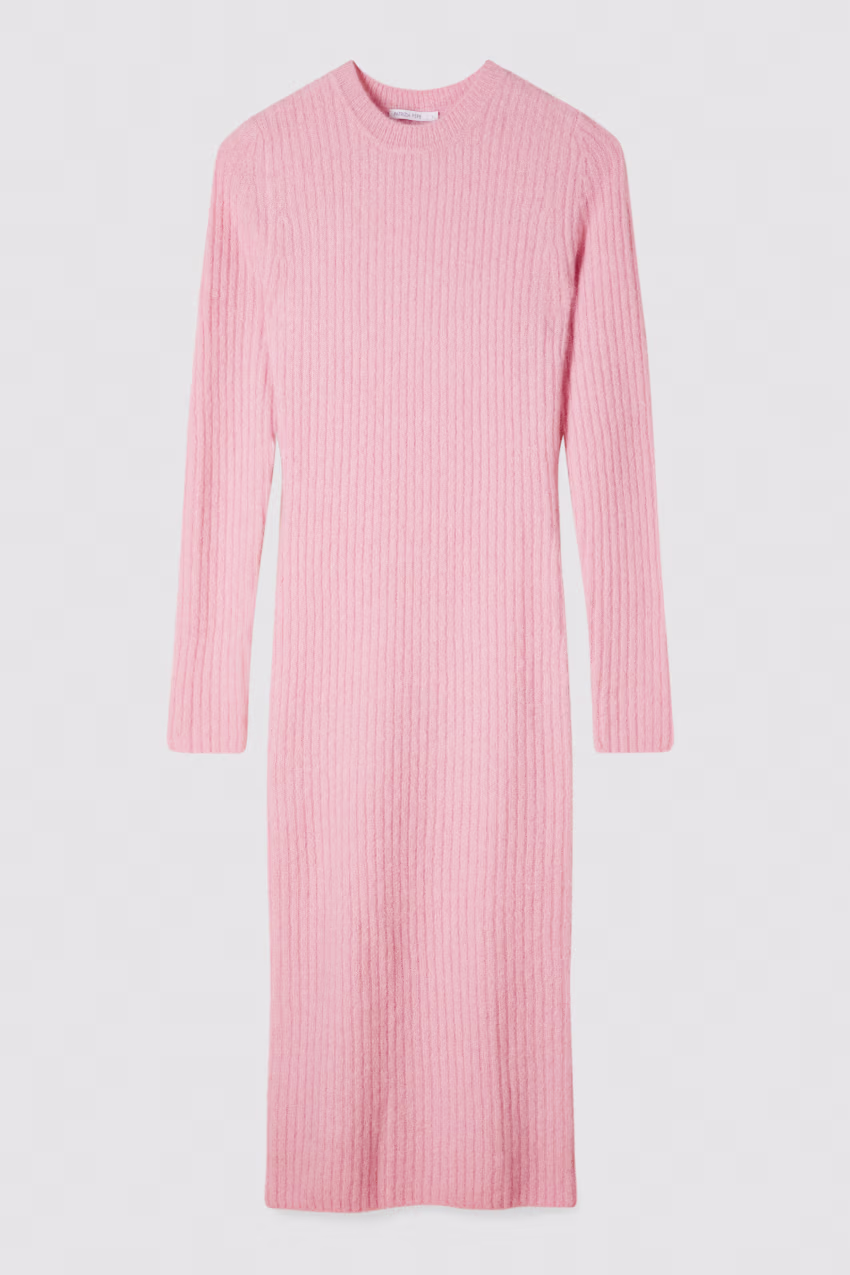 Abito midi in maglia con spacco