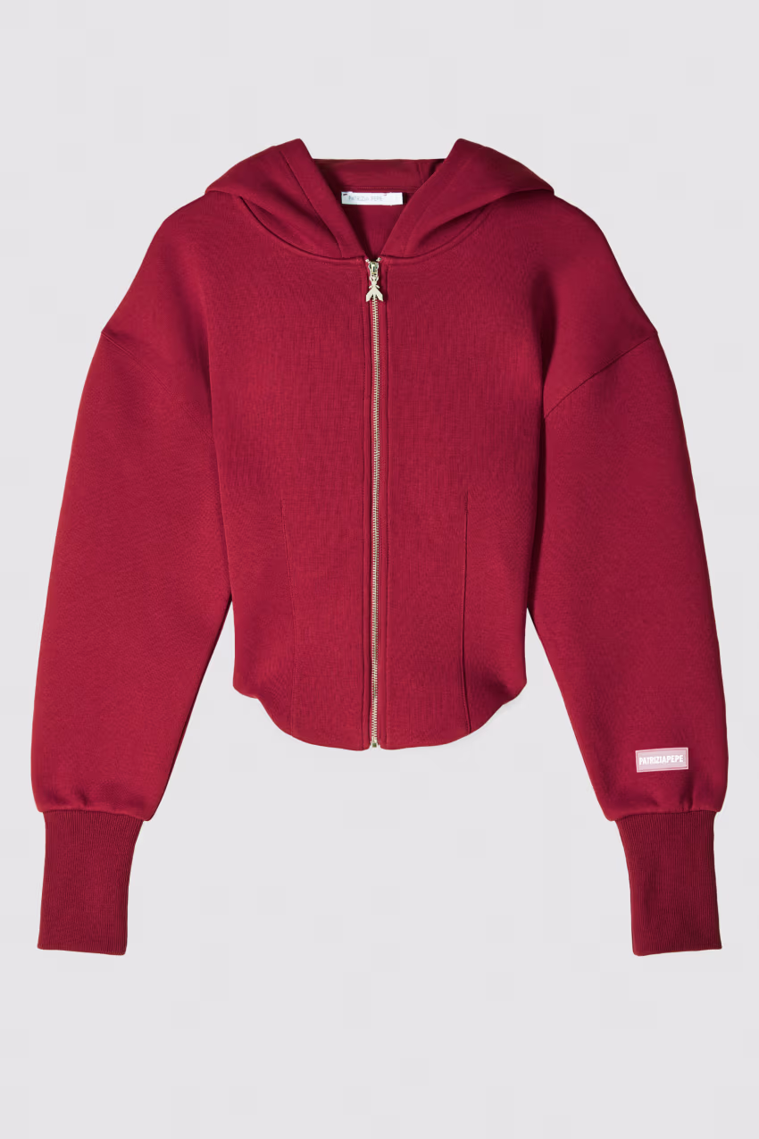 Felpa bustier cropped con cappuccio