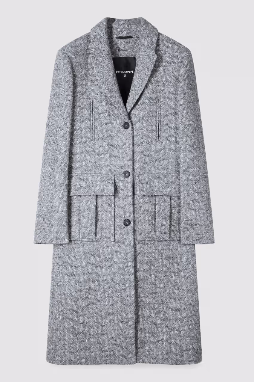 Cappotto midi Herringbone