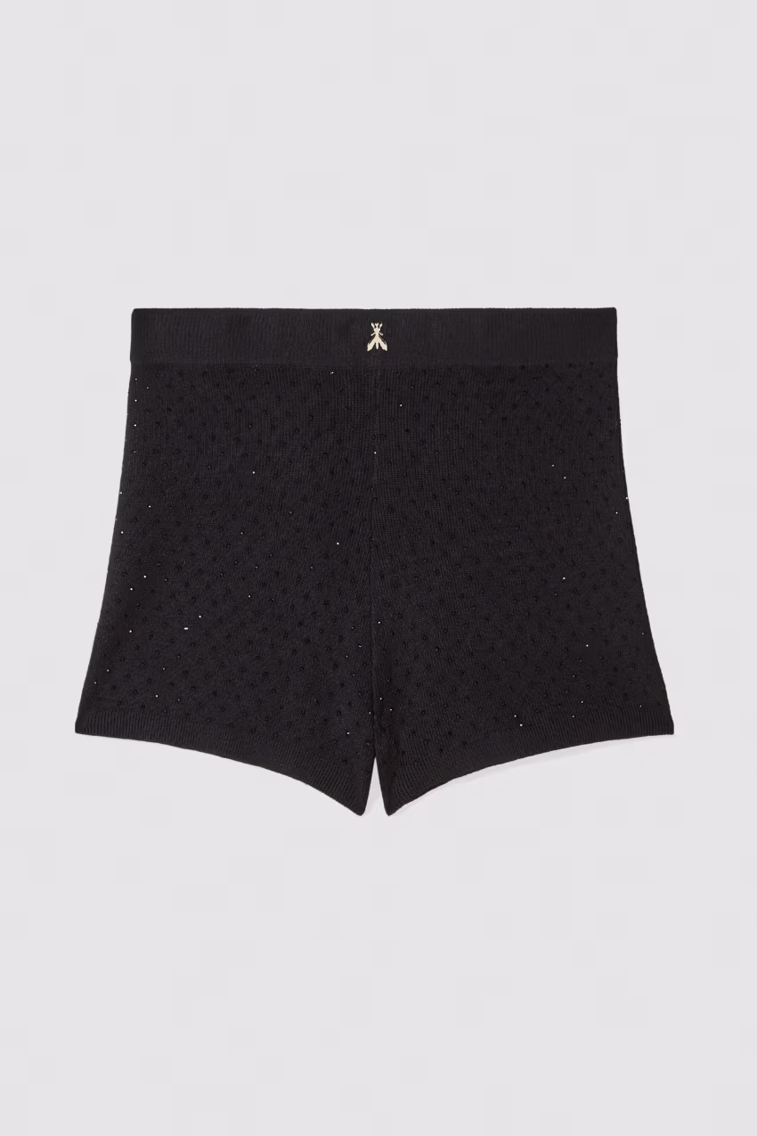 Shorts in maglia con strass