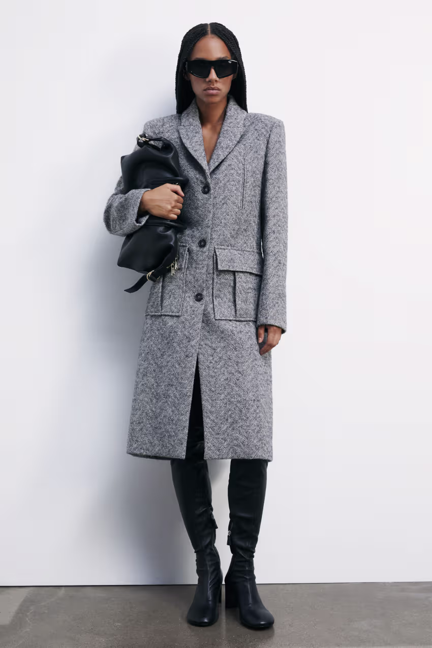 Cappotto midi Herringbone