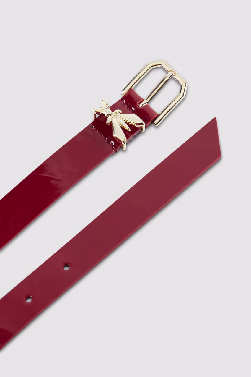 Cintura a vita bassa in pelle verniciata