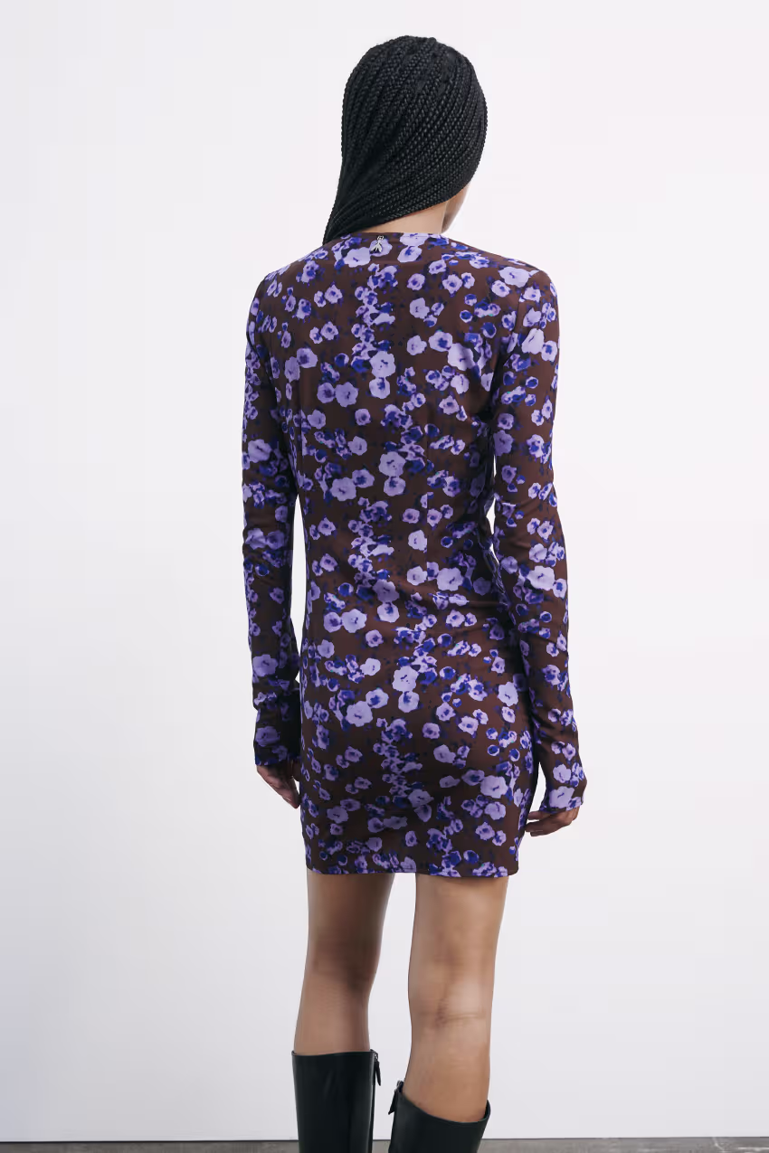 Mini abito floreale con nodo davanti