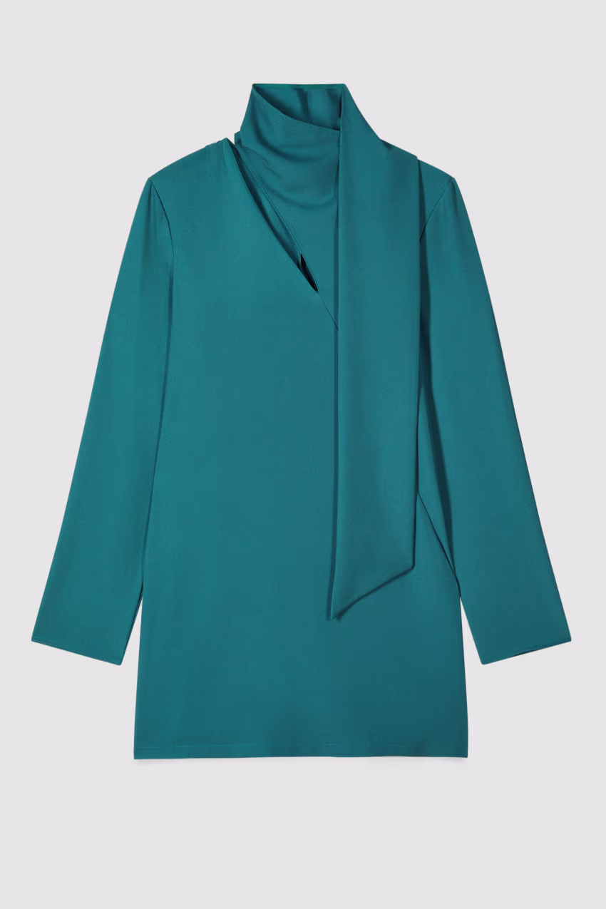 Abito mini fluido con fusciacca