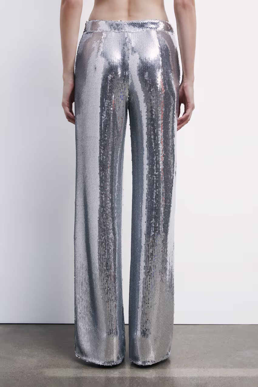 Pantaloni flare full paillettes