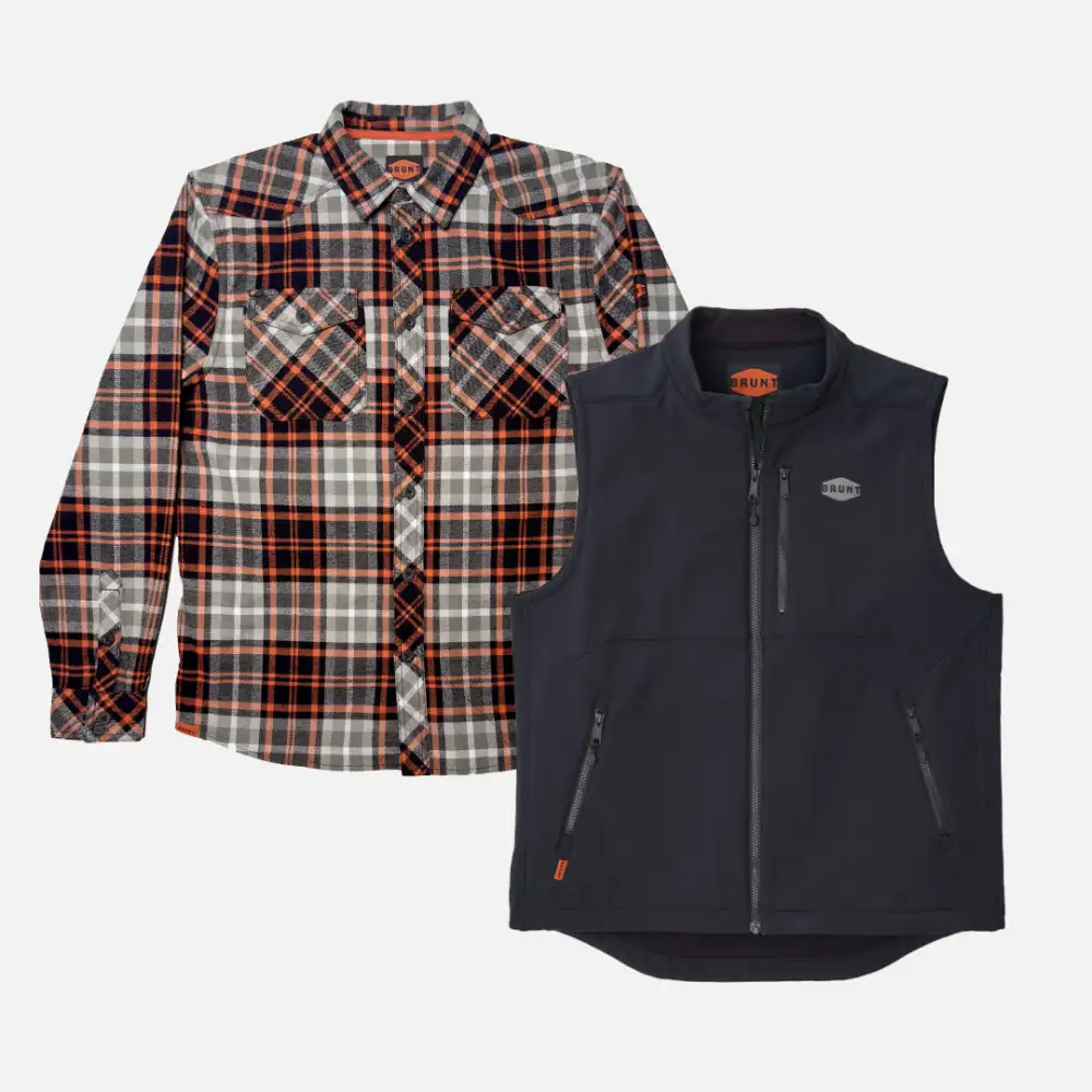BRUNT Flannel Shirt + Wright Tech Vest Bundle