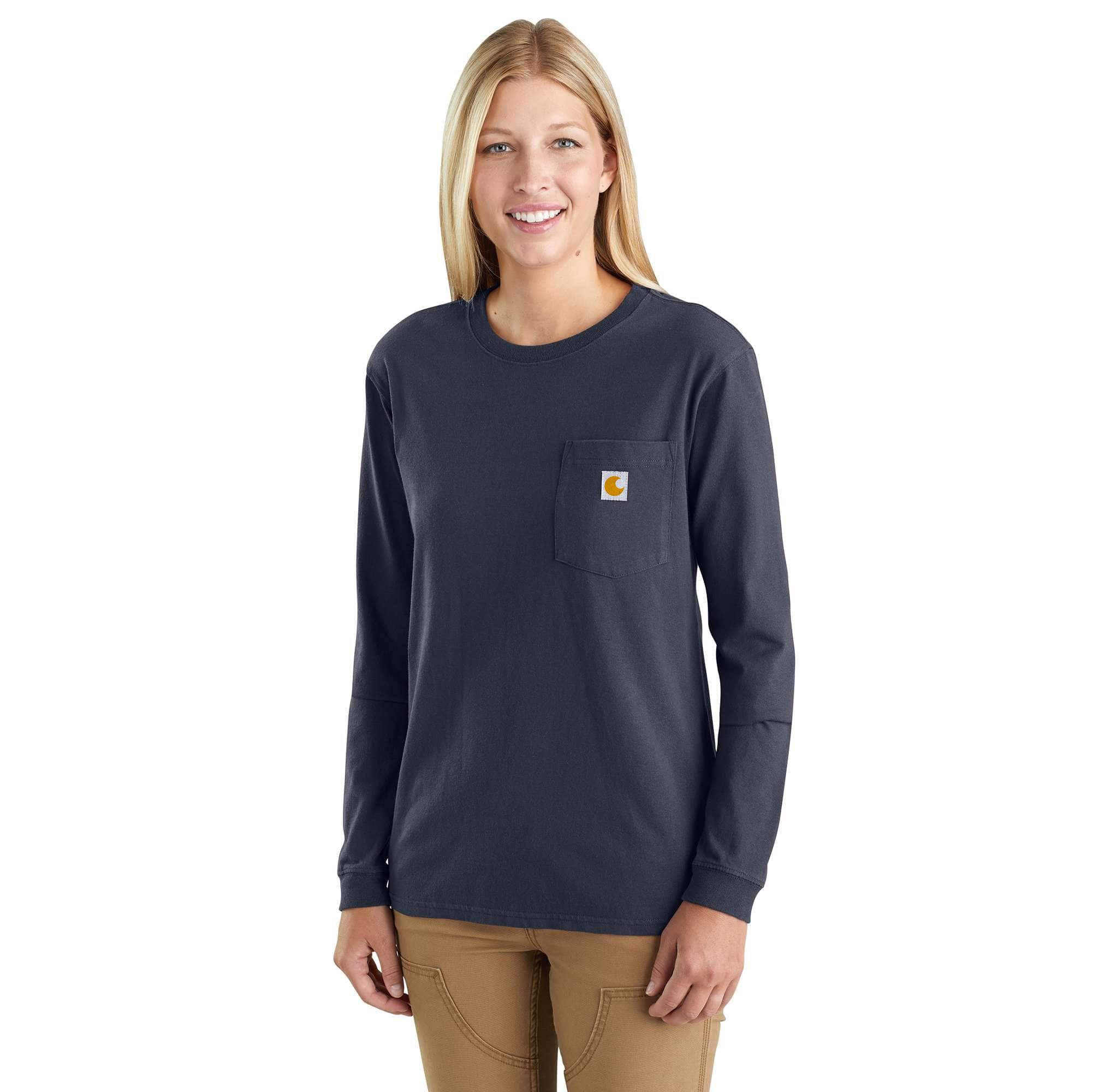 Women's Loose Fit Heavyweight Long-Sleeve Pocket T-Shirt