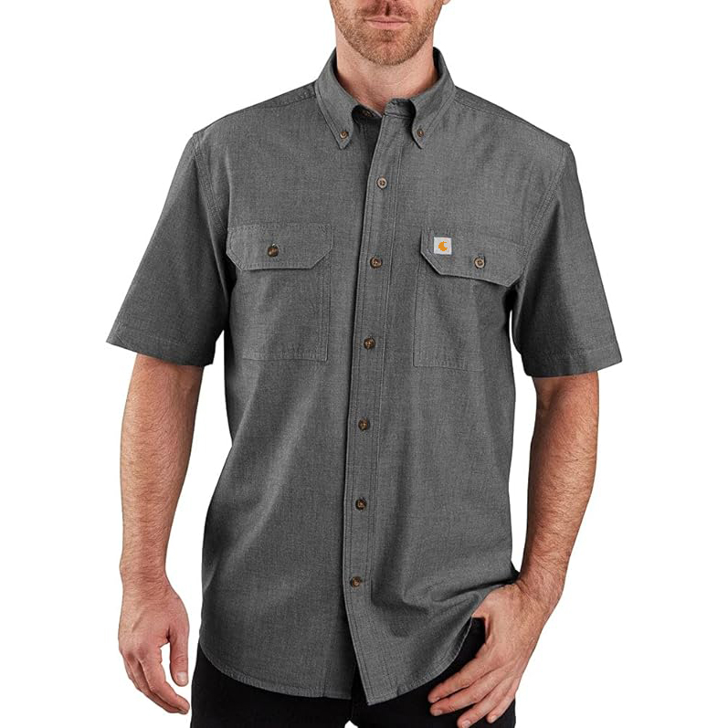 Men's Loose Fit Midweight Chambray Short Sleeve Shirt