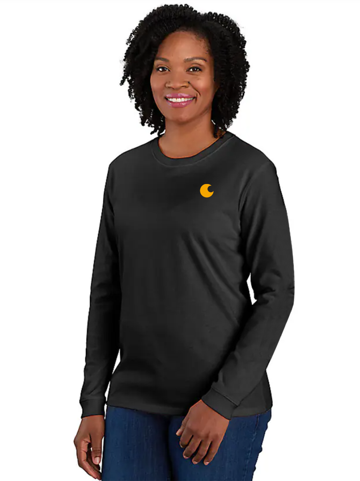 Women's Loose Fit Heavyweight Long-Sleeve Logo Sleeve Graphic T-Shirt