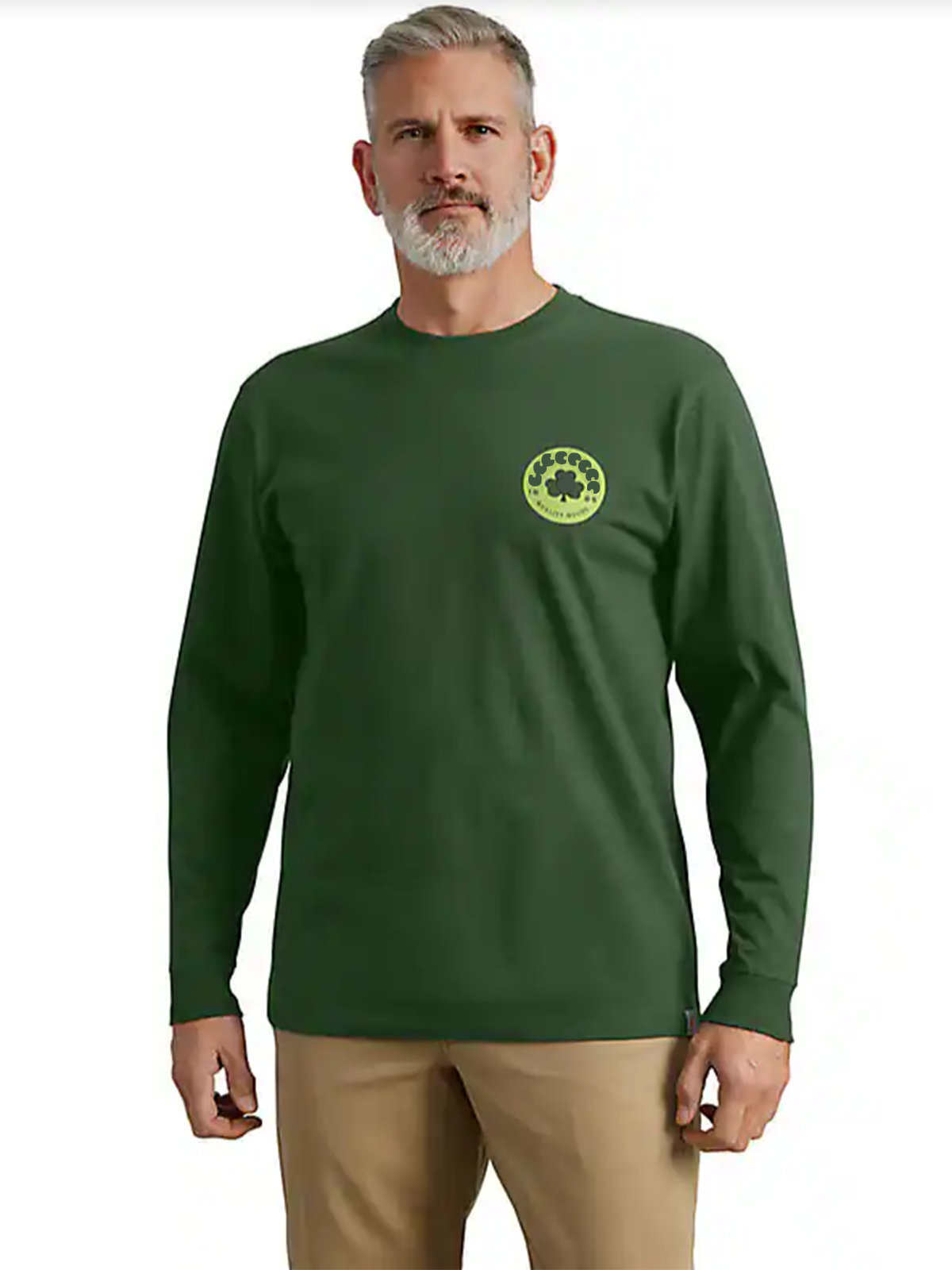 Loose Fit Heavyweight Long-Sleeve Shamrock Graphic T-Shirt