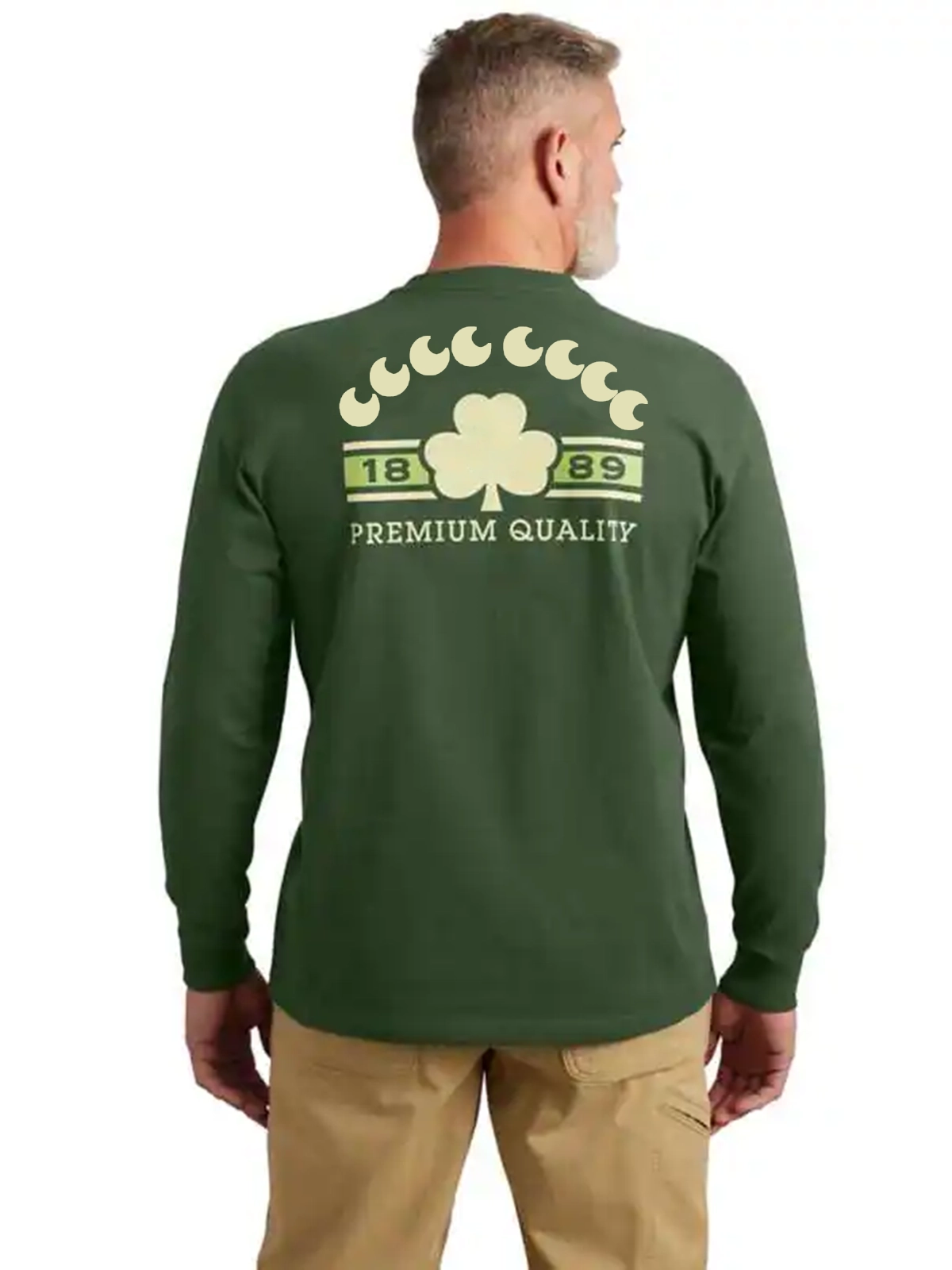 Loose Fit Heavyweight Long-Sleeve Shamrock Graphic T-Shirt