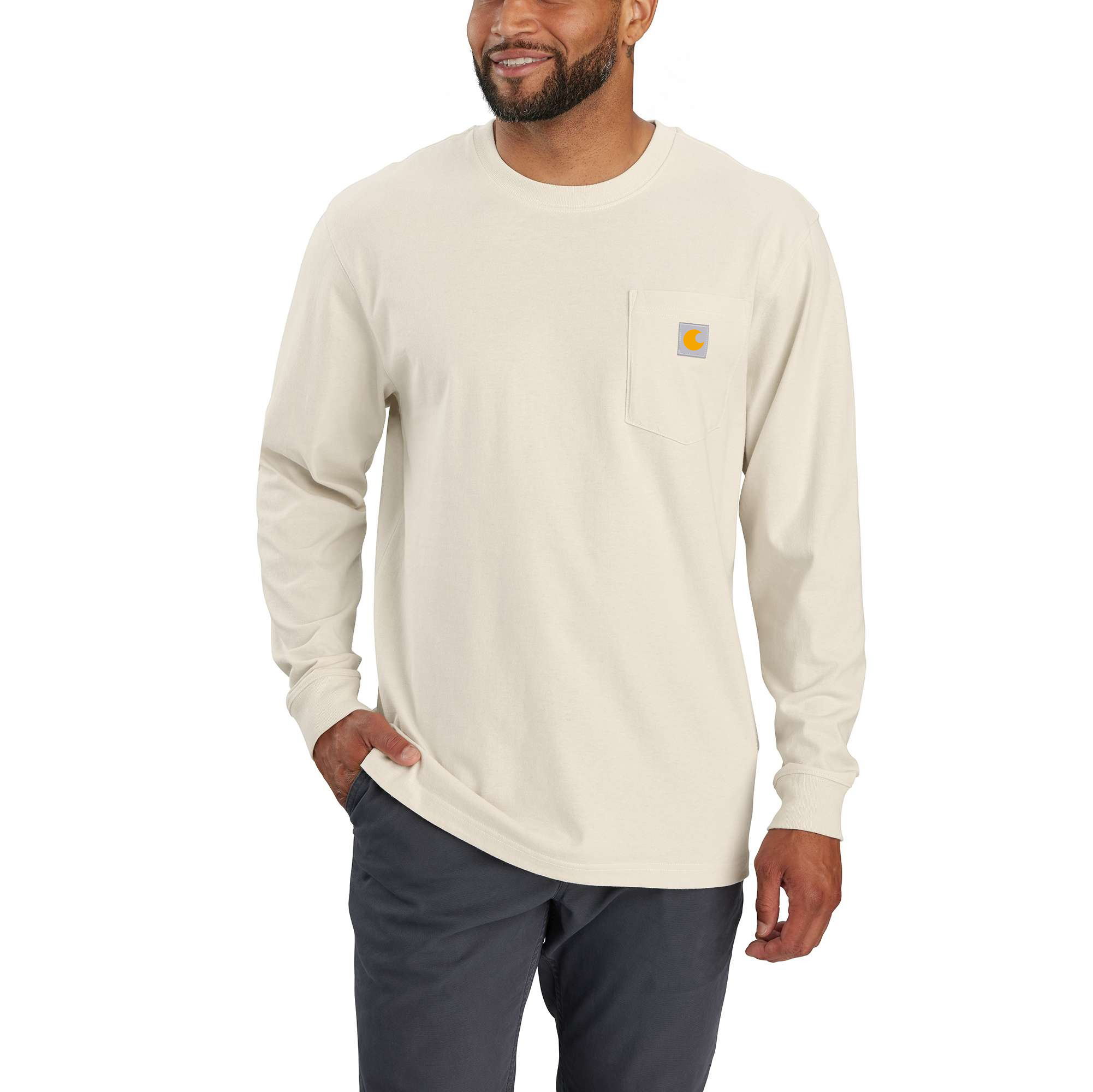 Loose Fit Heavyweight Long-Sleeve Pocket Dog Graphic T-Shirt