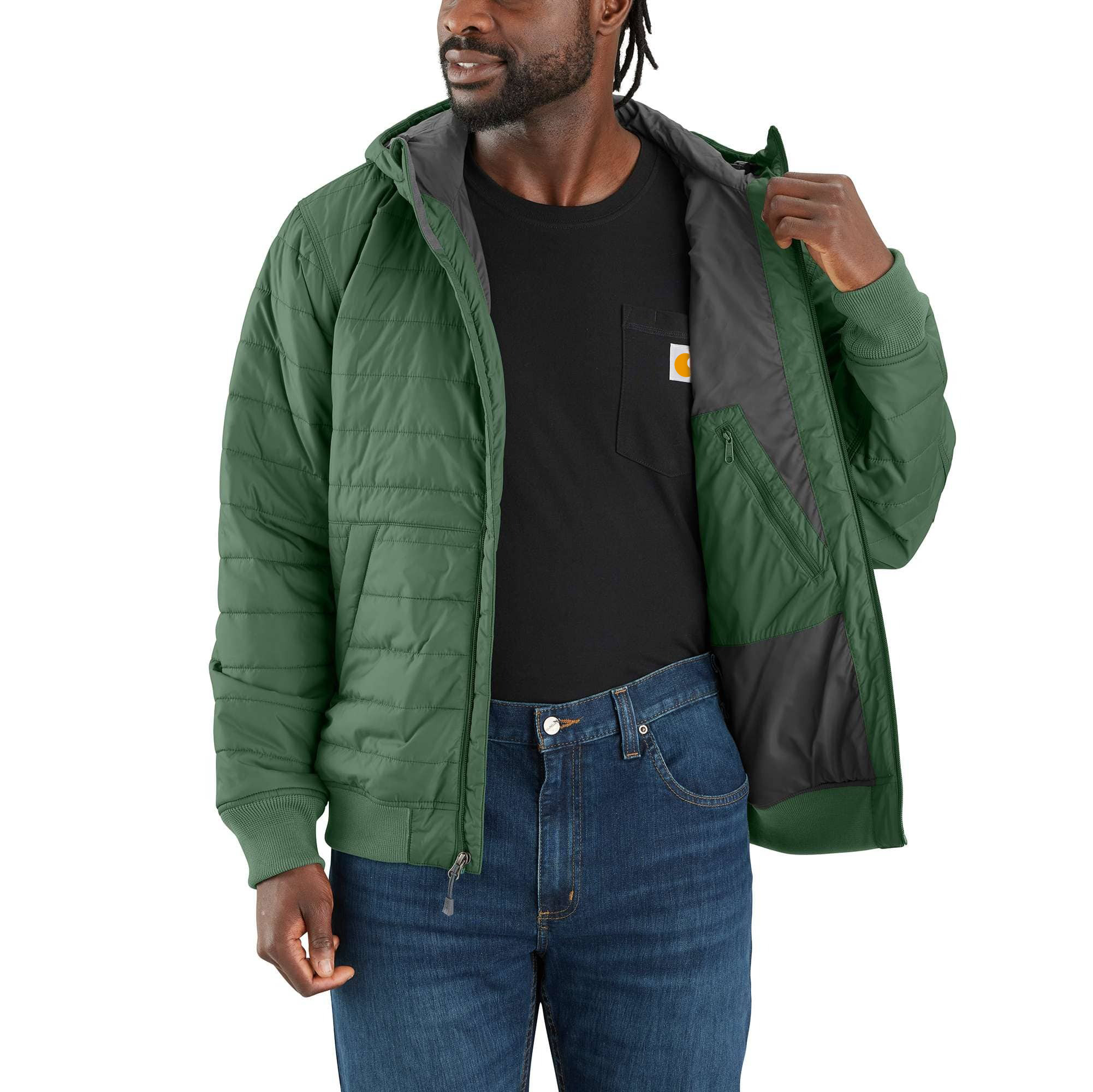 Rain Defender Relaxed Fit Lightweight Insulated Hooded Jacket - 3 Warmest Rating