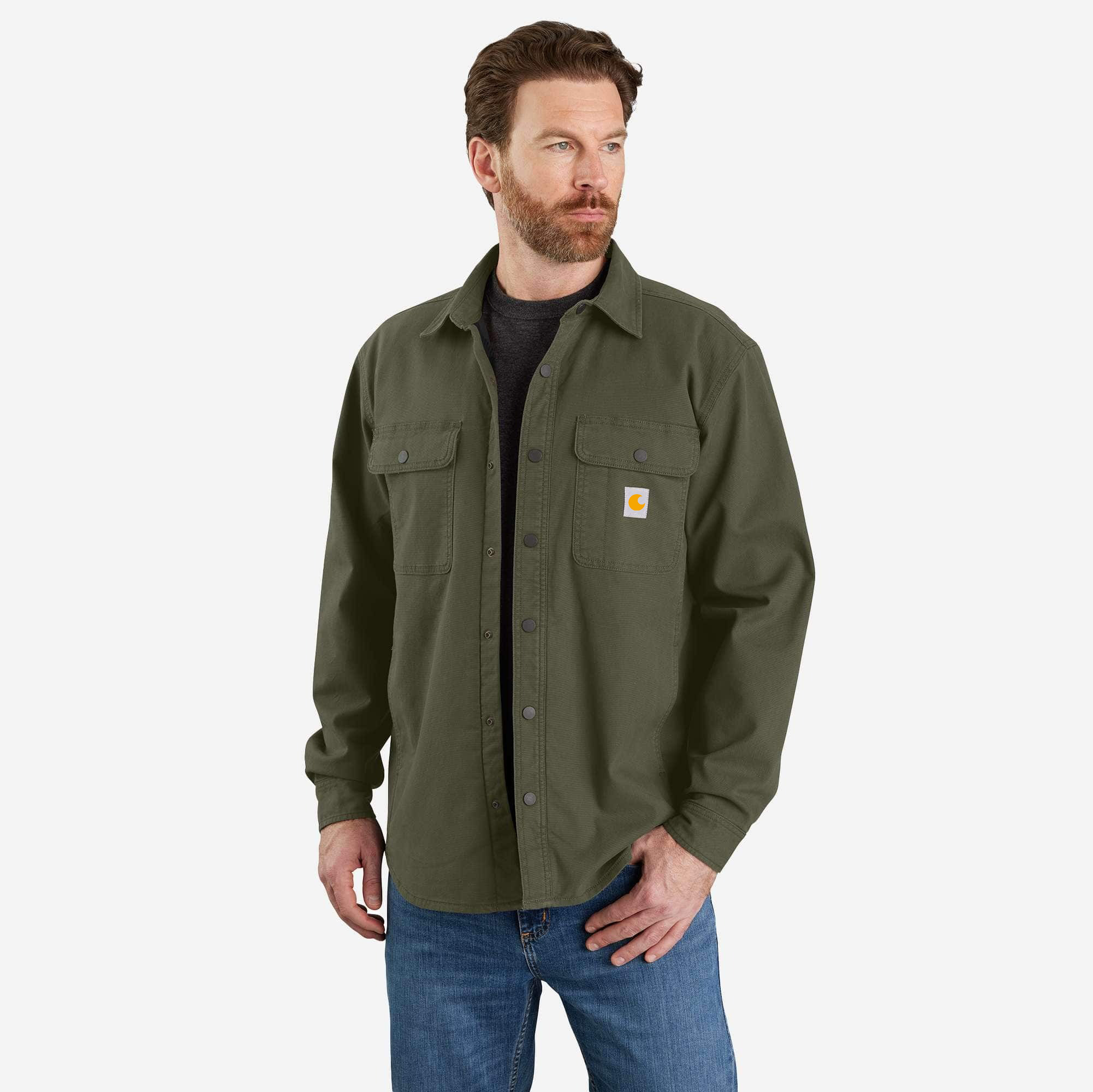 Rugged Flex Relaxed Fit Canvas Fleece-Lined Shirt Jac