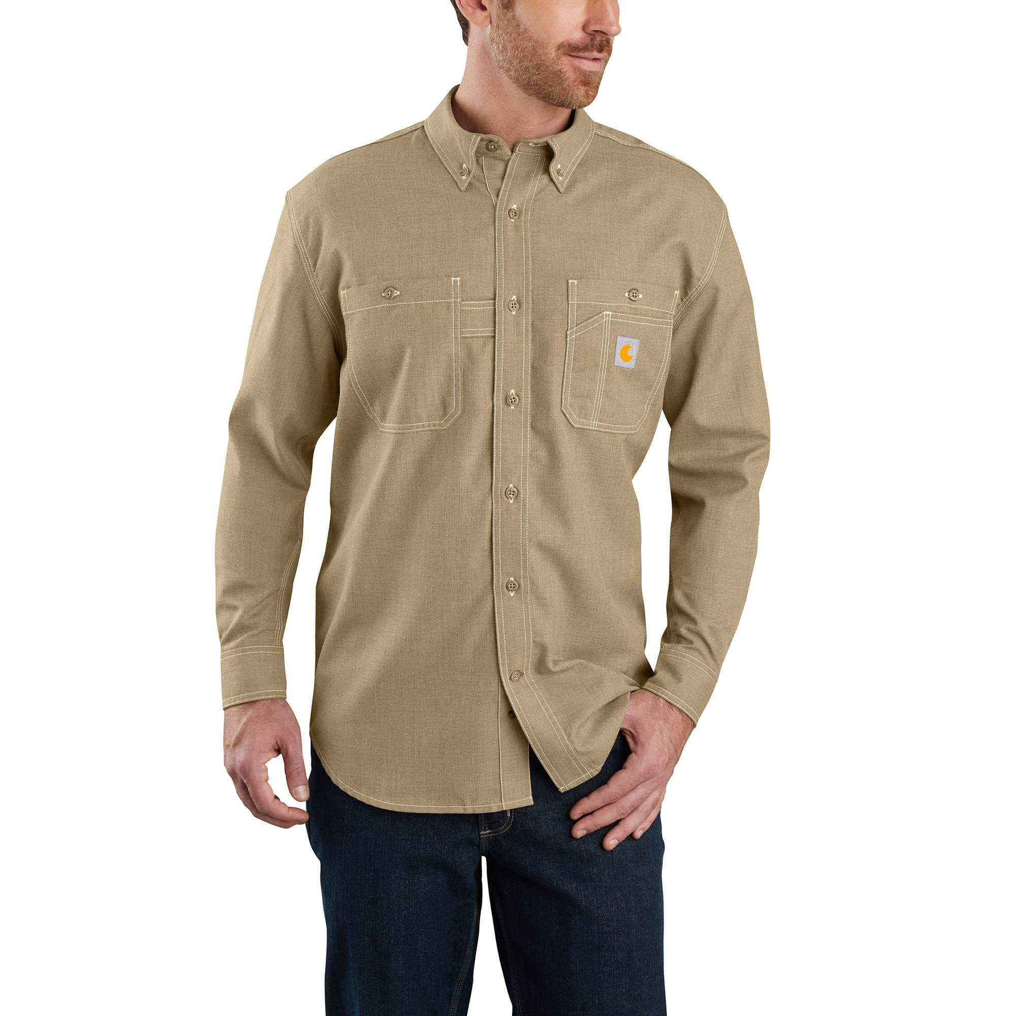 Flame-Resistant Force Loose Fit Lightweight Long-Sleeve Button-Front Shirt