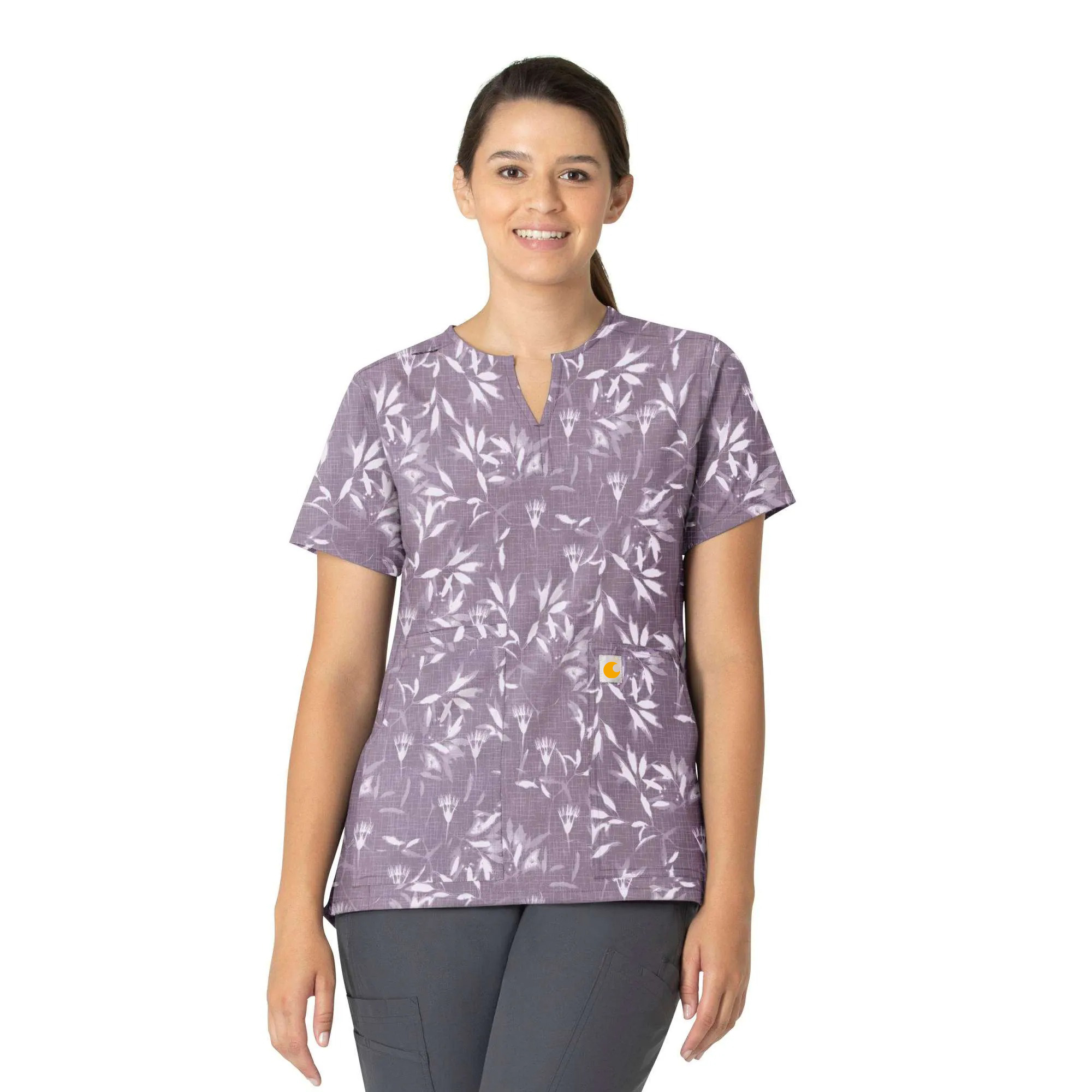Women's Force Notch Neck Print Scrub Top