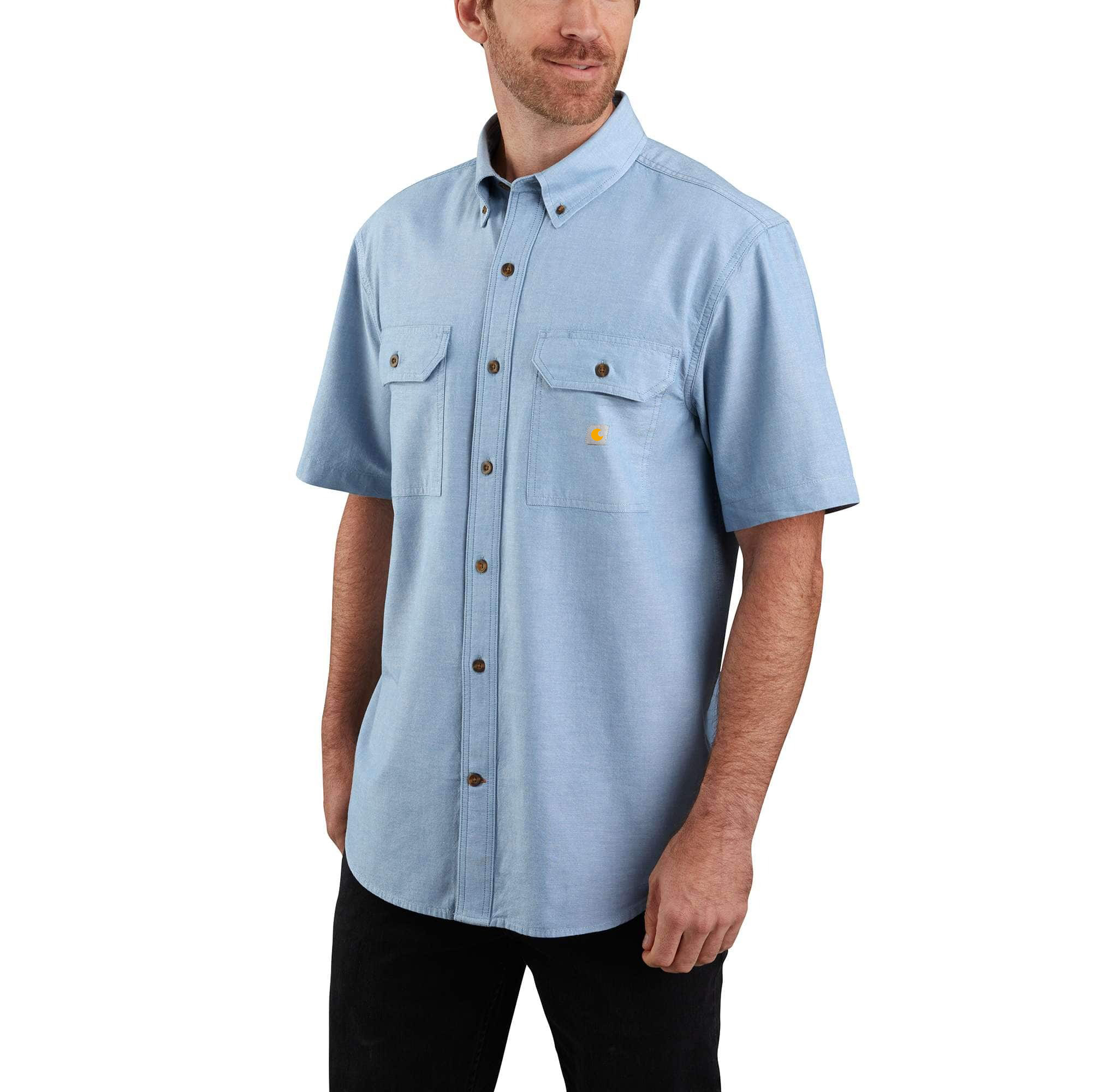 Loose Fit Midweight Chambray Short-Sleeve Shirt