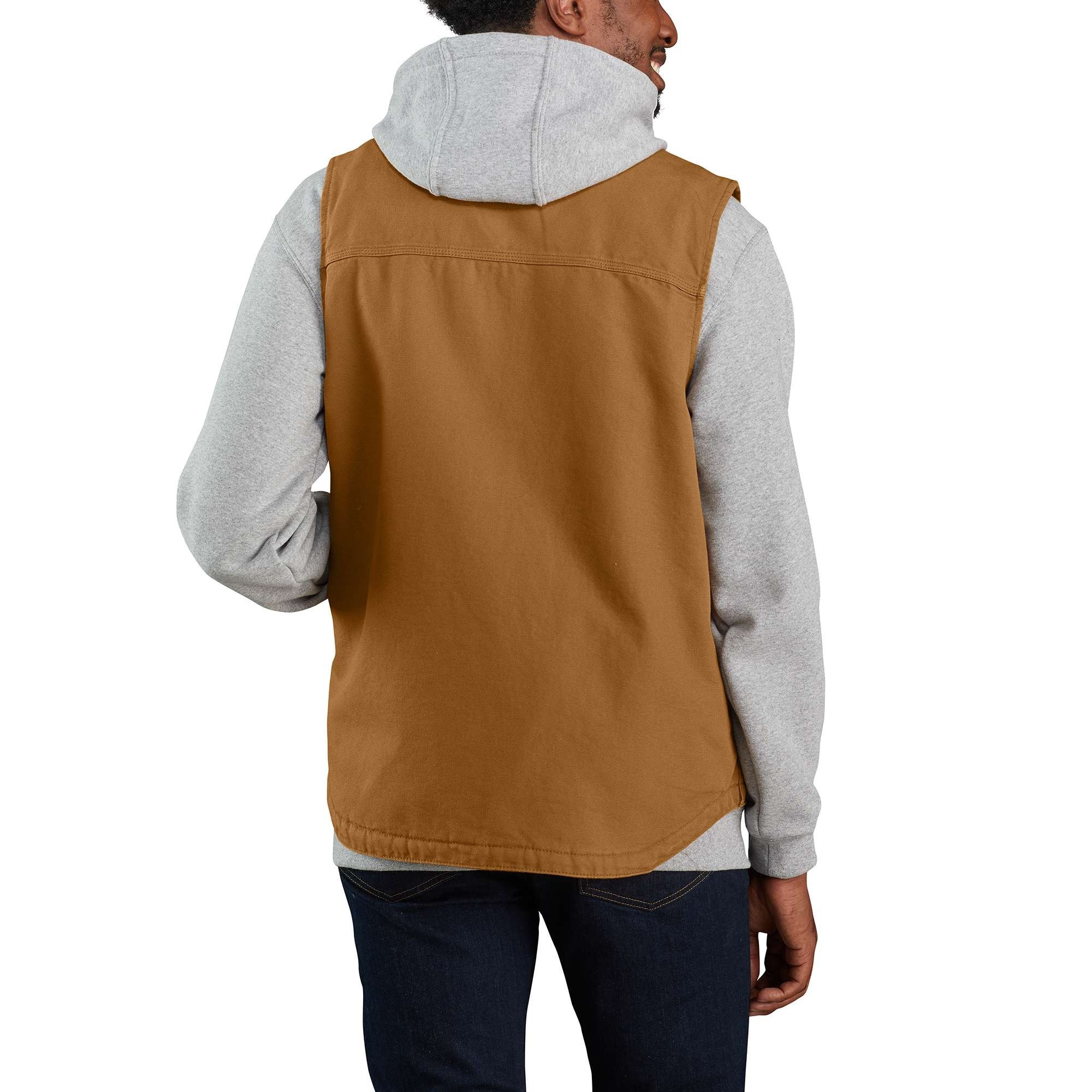 Men's Mock-Neck Sherpa-Lined Vest - Loose Fit - Washed Duck