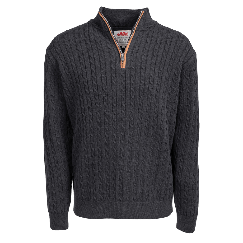 Fine Gauge Cable Knit 1/4 Zip Jersey