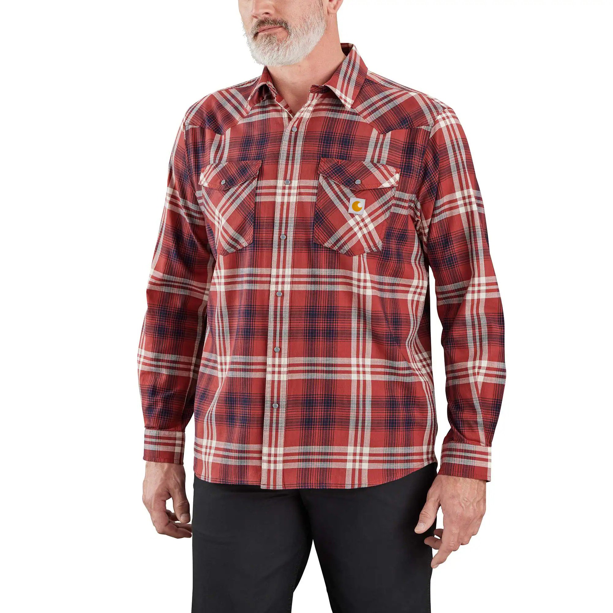 Montana Rugged Flex Relaxed Fit Lightweight Long-Sleeve Snap-Front Plaid Shirt