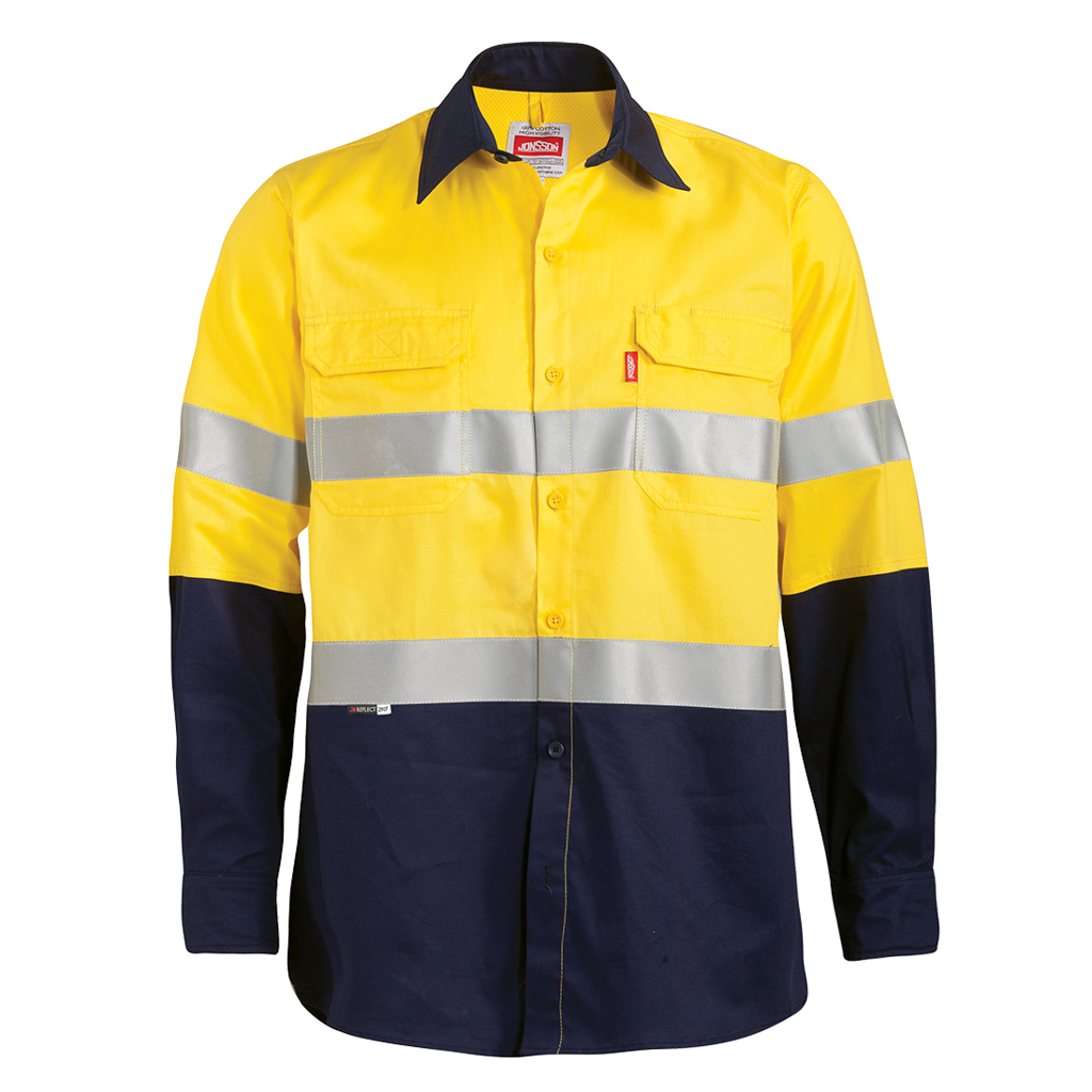 100% Cotton Vented Long Sleeve Reflective Work Shirt