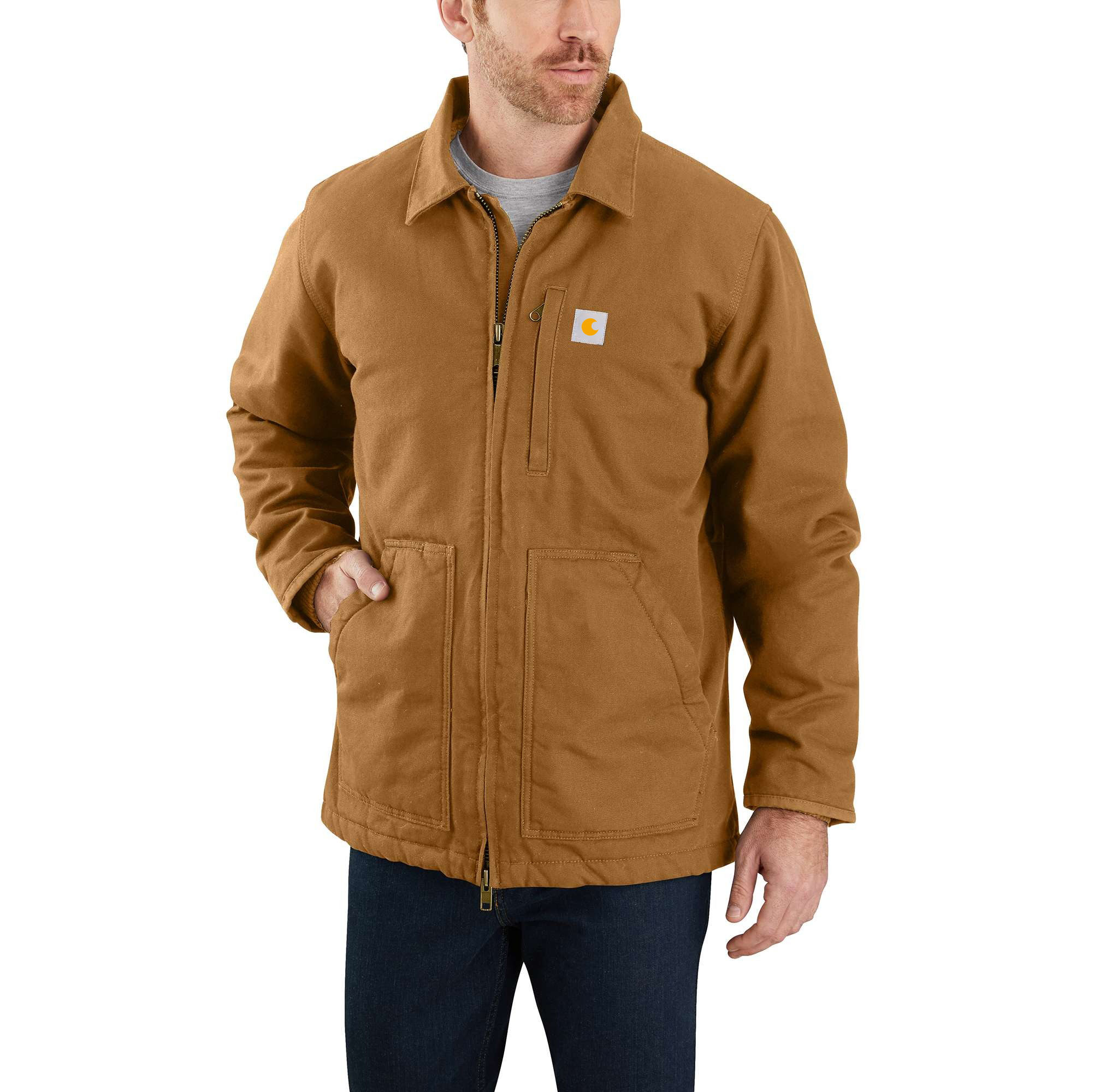 Men's Sherpa-Lined Field Jacket - Loose Fit - Washed Duck - 2 Warmest Rating