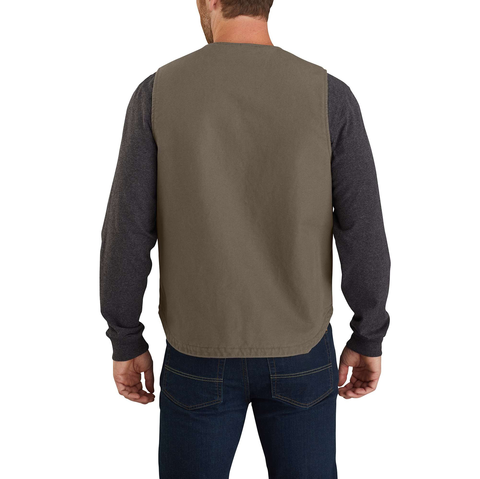 Relaxed Fit Washed Duck Sherpa-Lined Vest