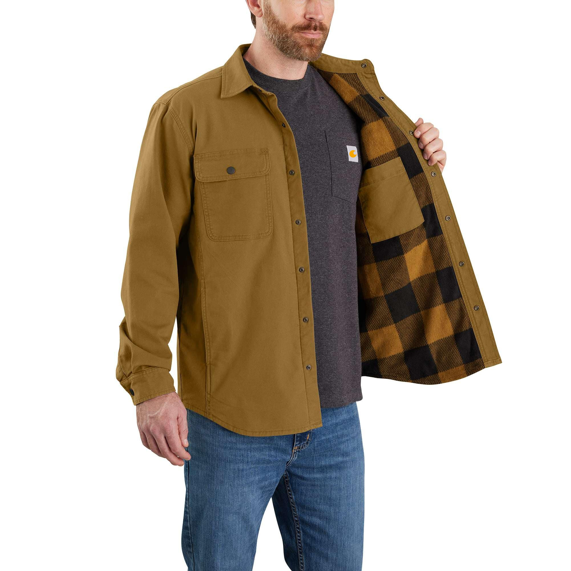 Rugged Flex Relaxed Fit Canvas Fleece-Lined Shirt Jac