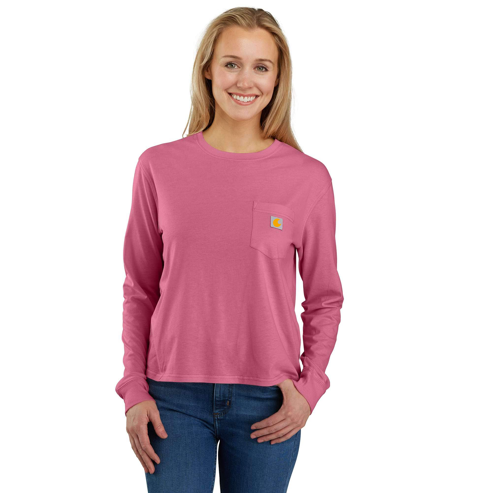 Women's TENCEL Fiber Series Loose Fit Long-Sleeve Crewneck Pocket T-Shirt