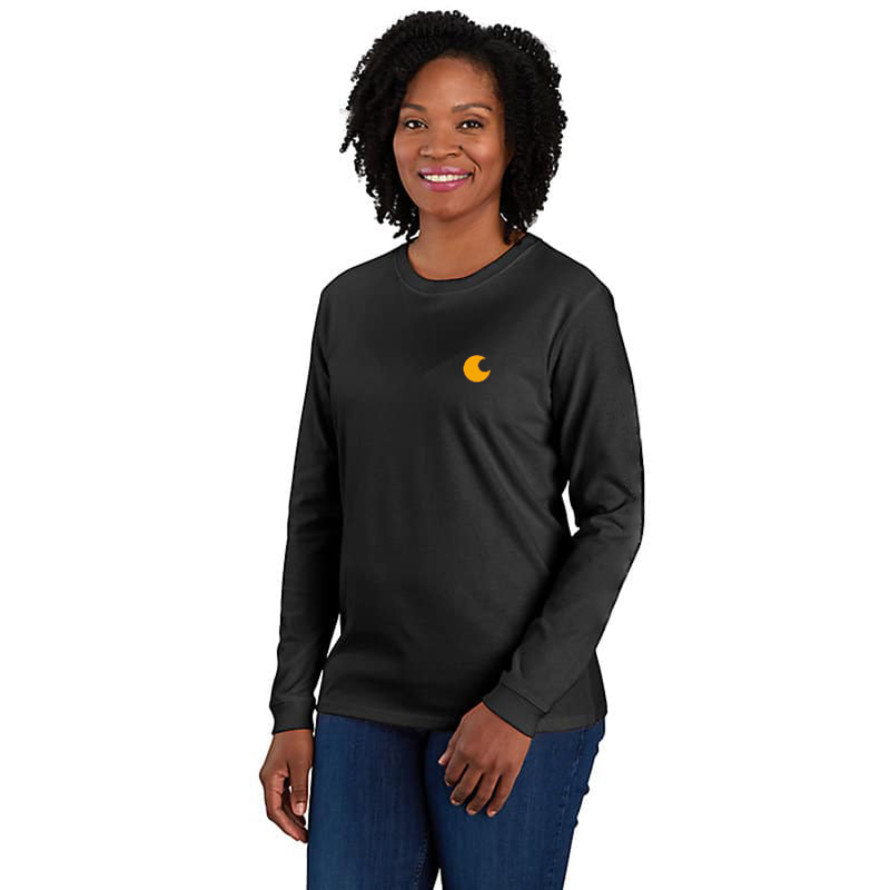 Women's Loose Fit Heavyweight Long-Sleeve Logo Sleeve Graphic T-Shirt