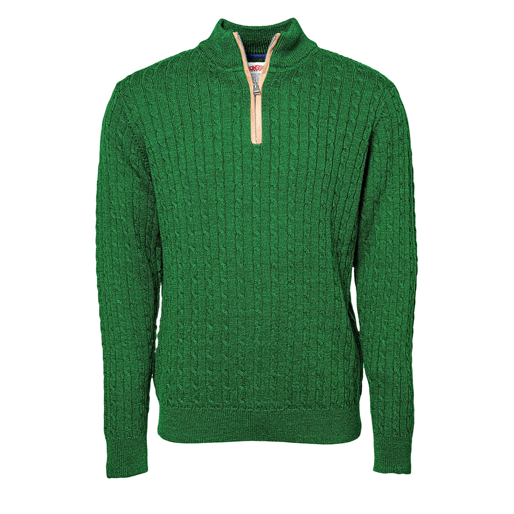 Fine Gauge Cable Knit 1/4 Zip Jersey